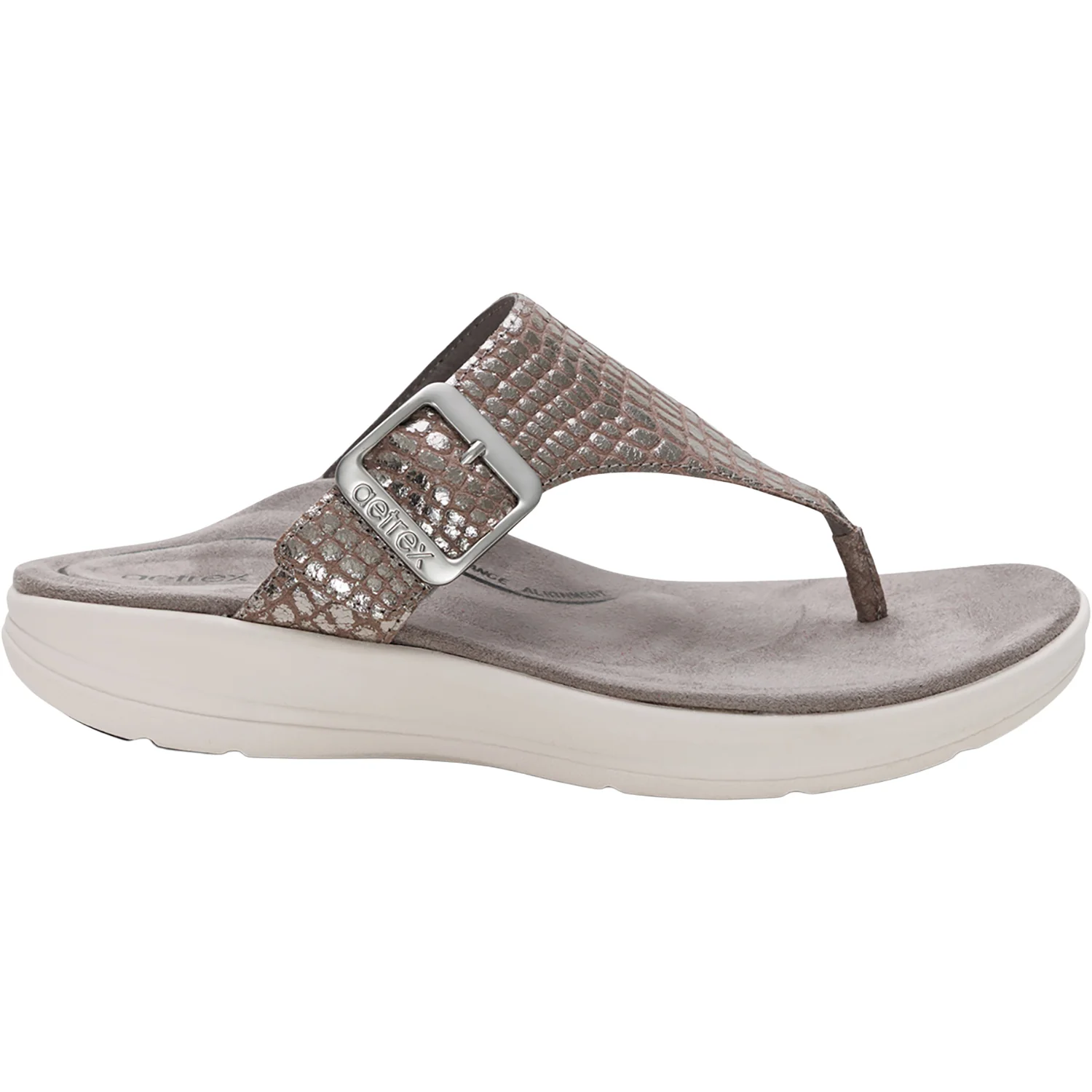 Aetrex Donna Women's Sandals Pewter Metallic