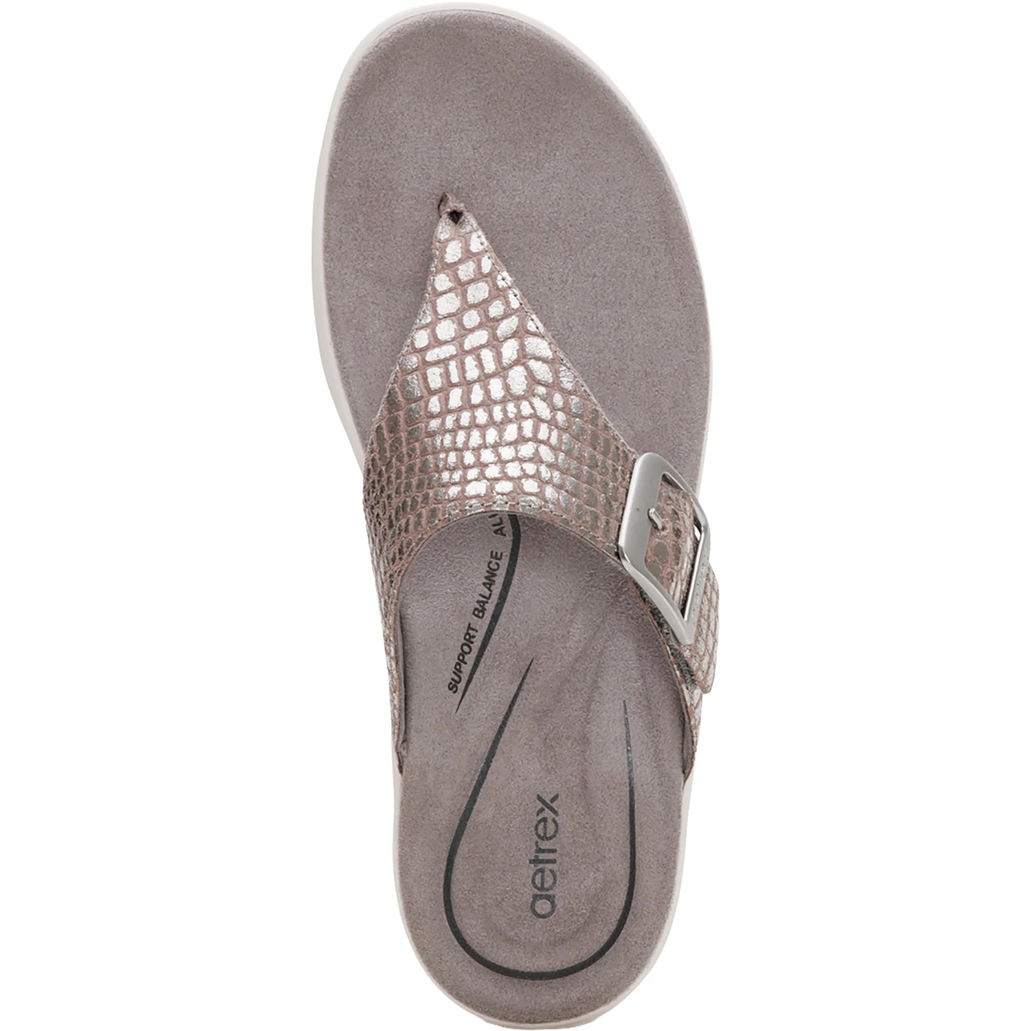 Aetrex Donna Women's Sandals Pewter Metallic - Image 2