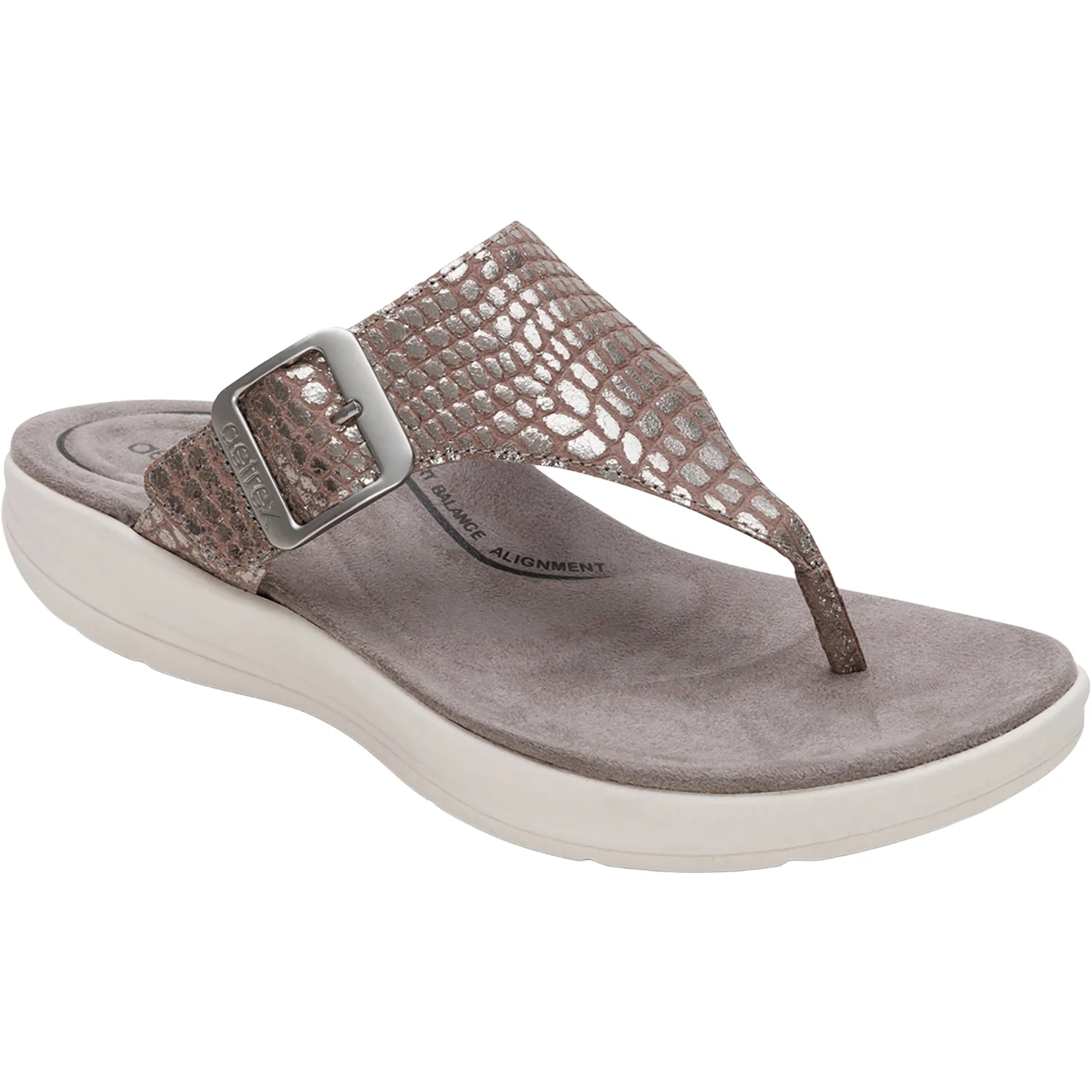 Aetrex Donna Women's Sandals Pewter Metallic - Image 5