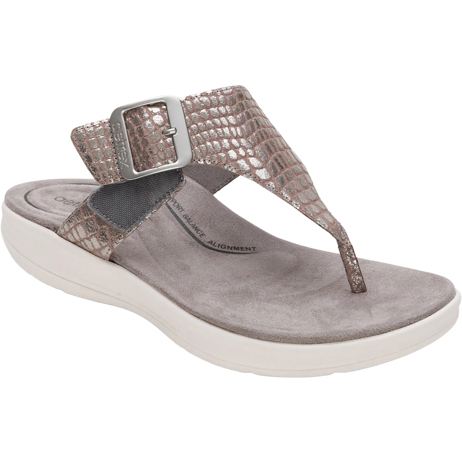 Aetrex Donna Women's Sandals Pewter Metallic - Image 6
