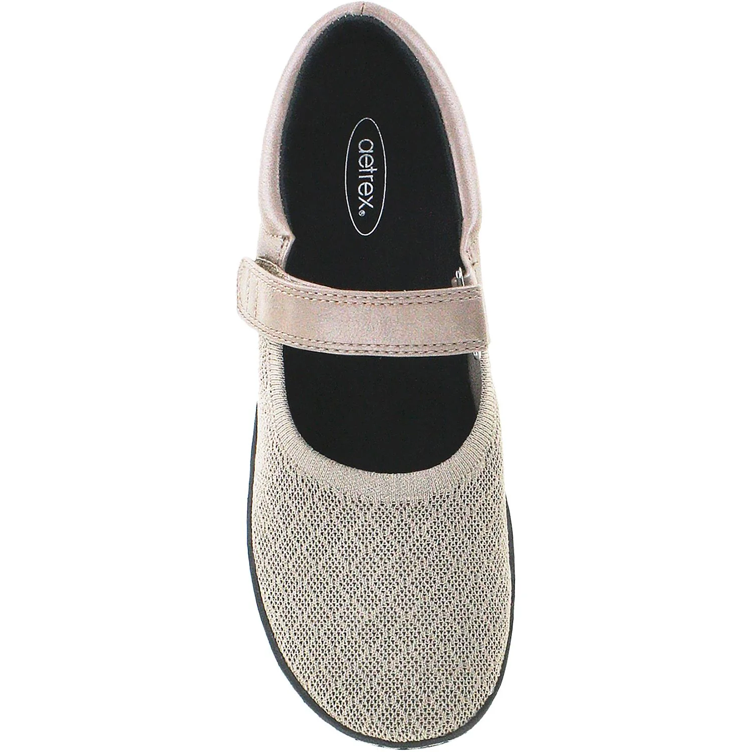 Aetrex Helen Knit Women's Mary Janes Taupe Grey Fabric - Image 2