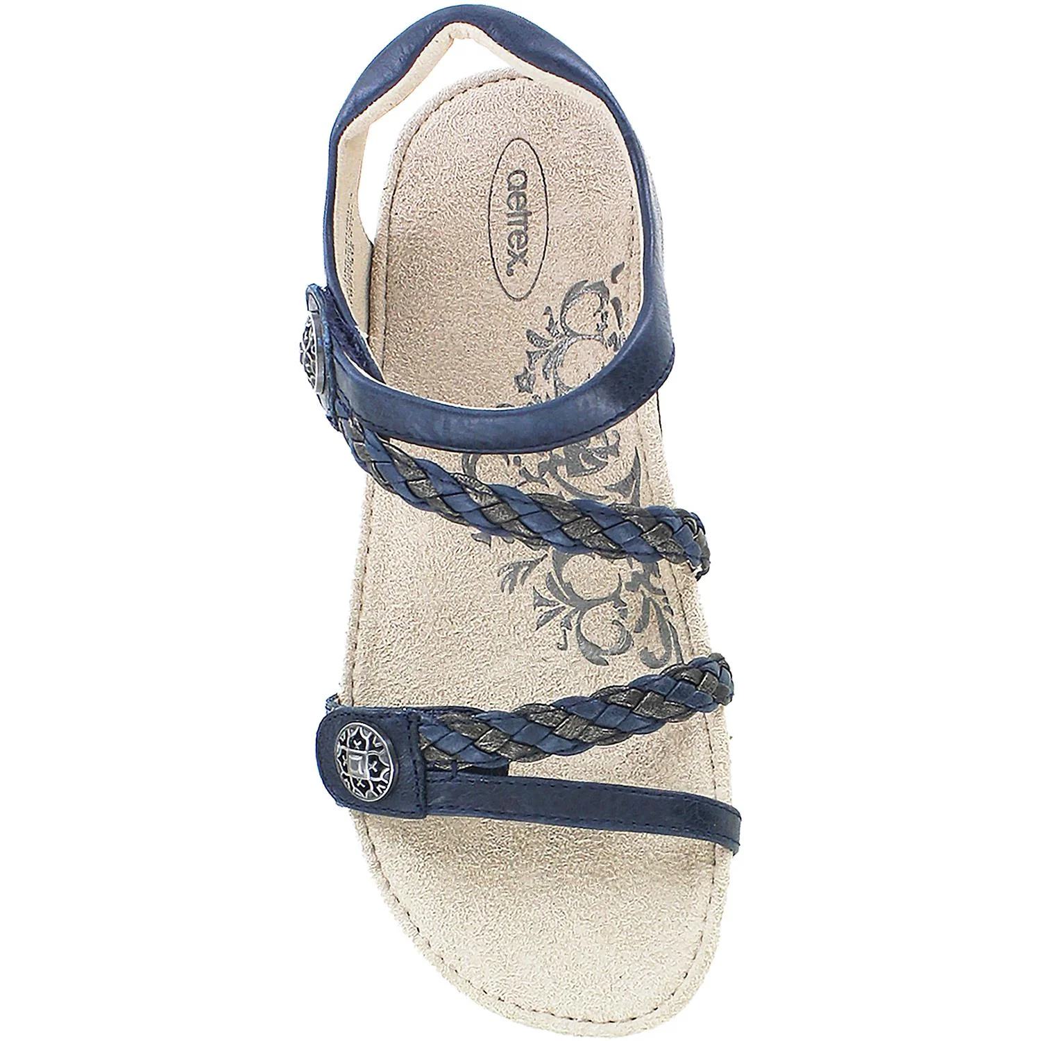 Aetrex Jillian Women's Backstrap Sandals Navy Leather - Image 2