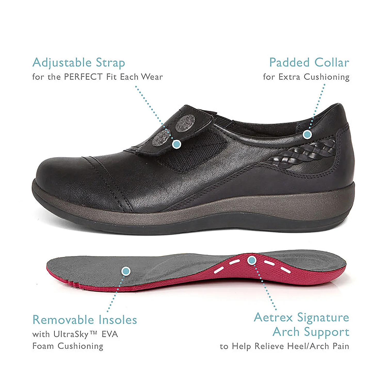 Aetrex Karina Women's Slip On Shoes Black Leather - Image 6