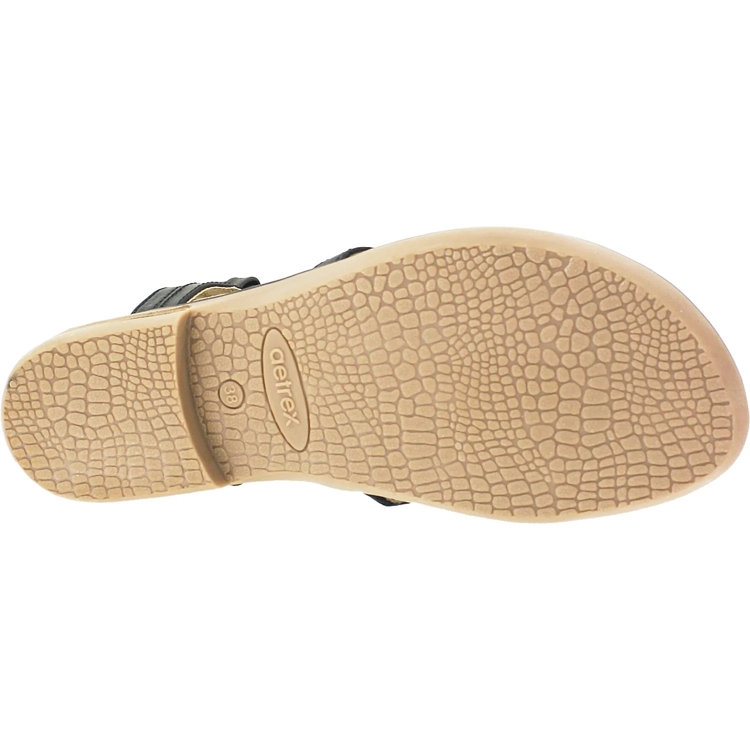Aetrex Sheila Women's T-Strap Sandals Black/Beige Leather - Image 4