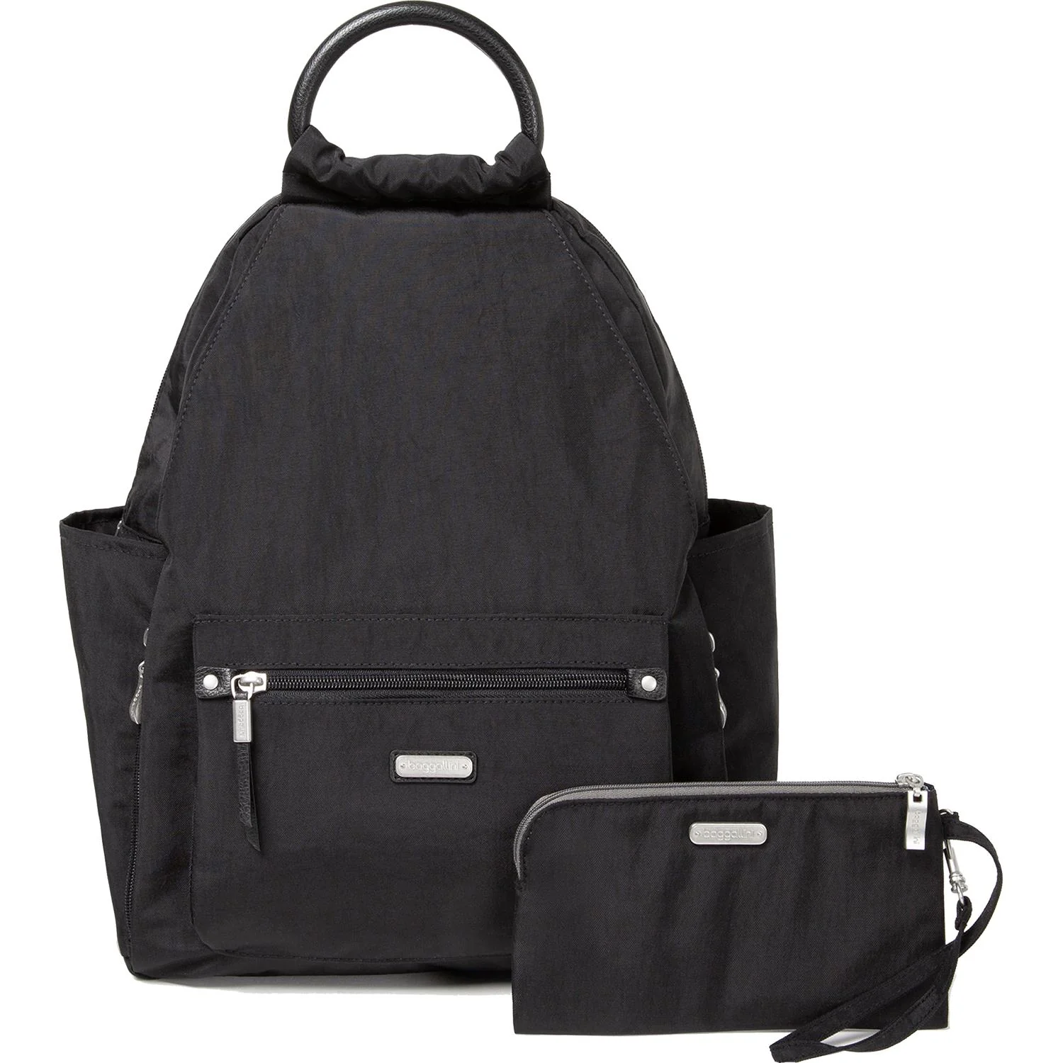 Baggallini All Day Backpack With RFID Phone Wristlet Backpack Black Nylon - Image 3