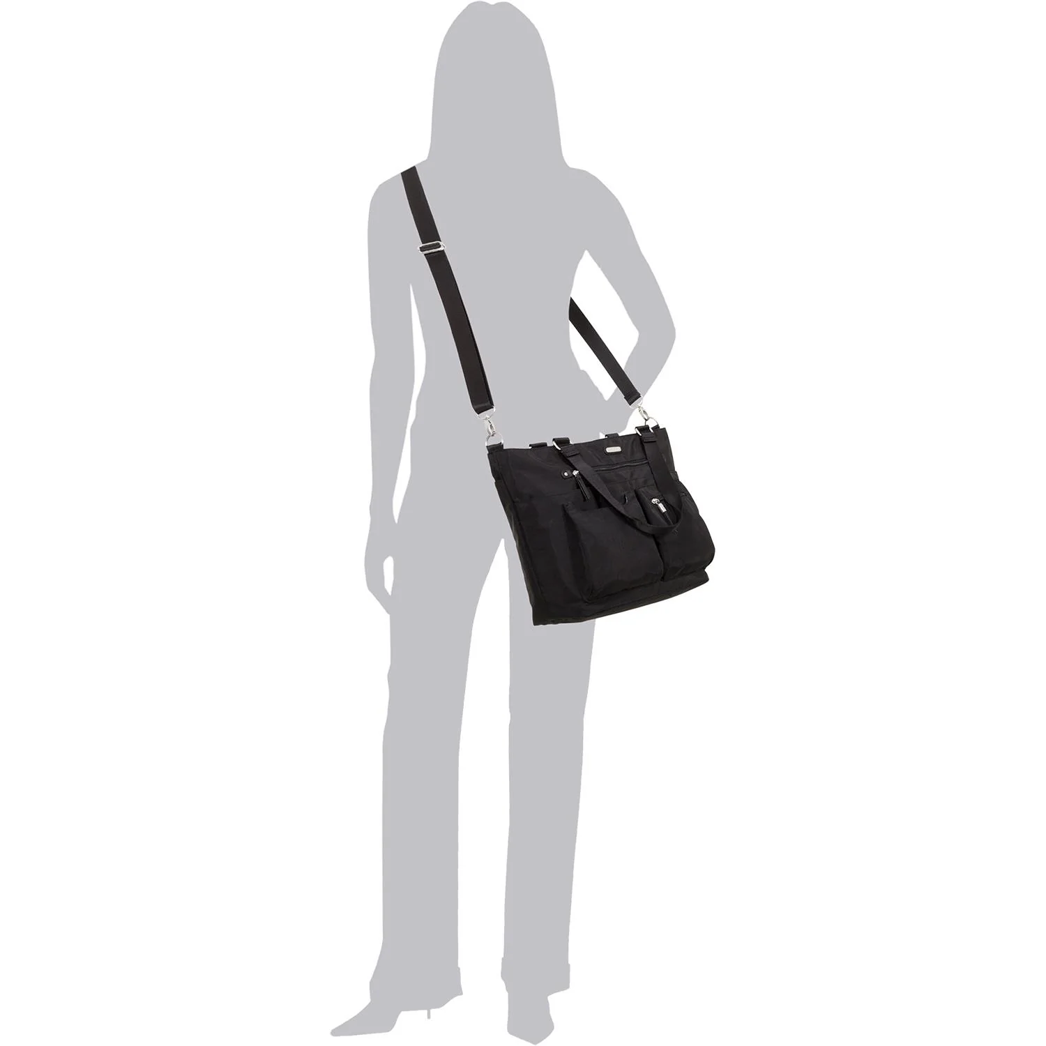 Baggallini Any Day Tote With RFID Phone Wristlet Tote Bag Sterling Shimmer Nylon - Image 4