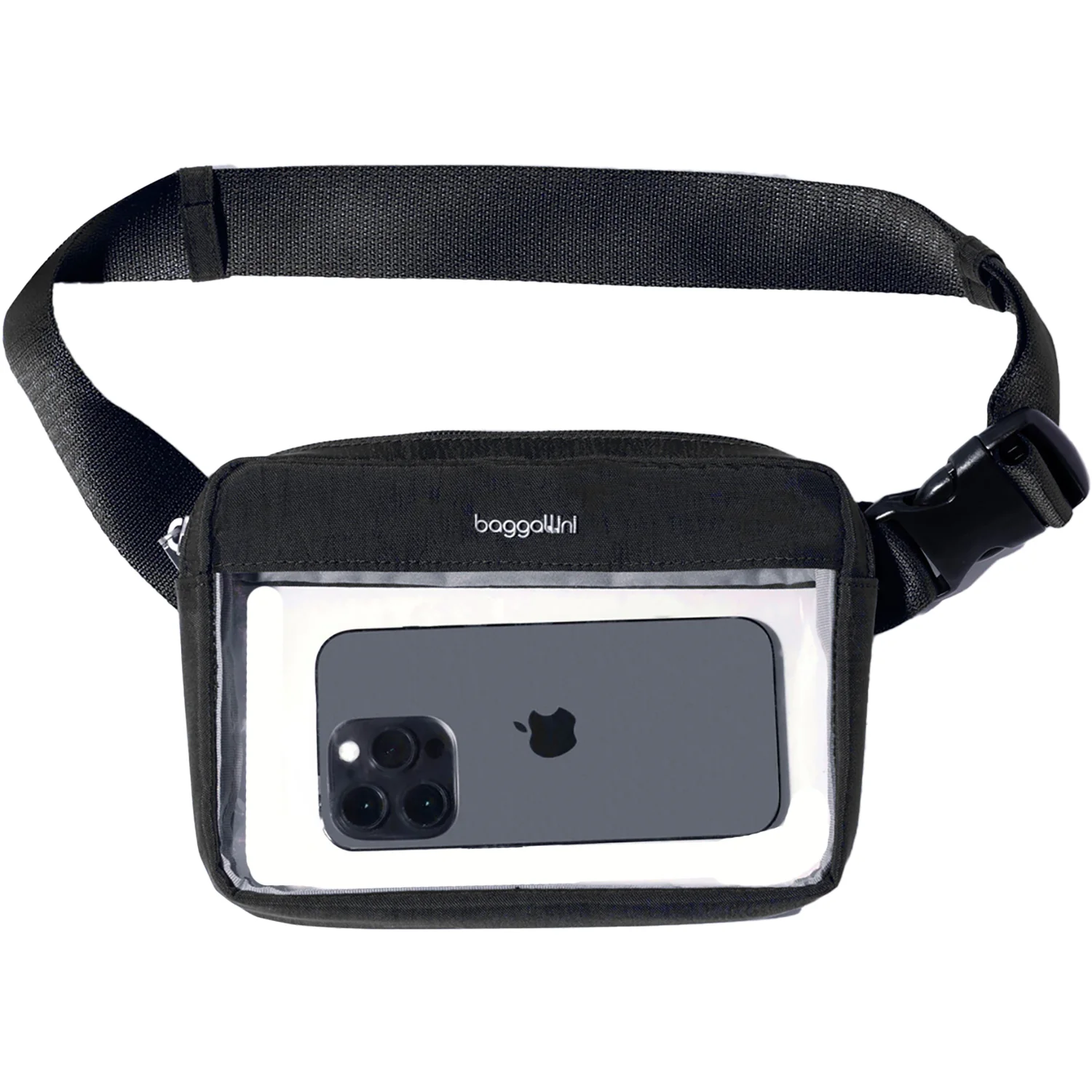 Baggallini Clear Stadium Belt Bag Sling Handbag Black - Image 3