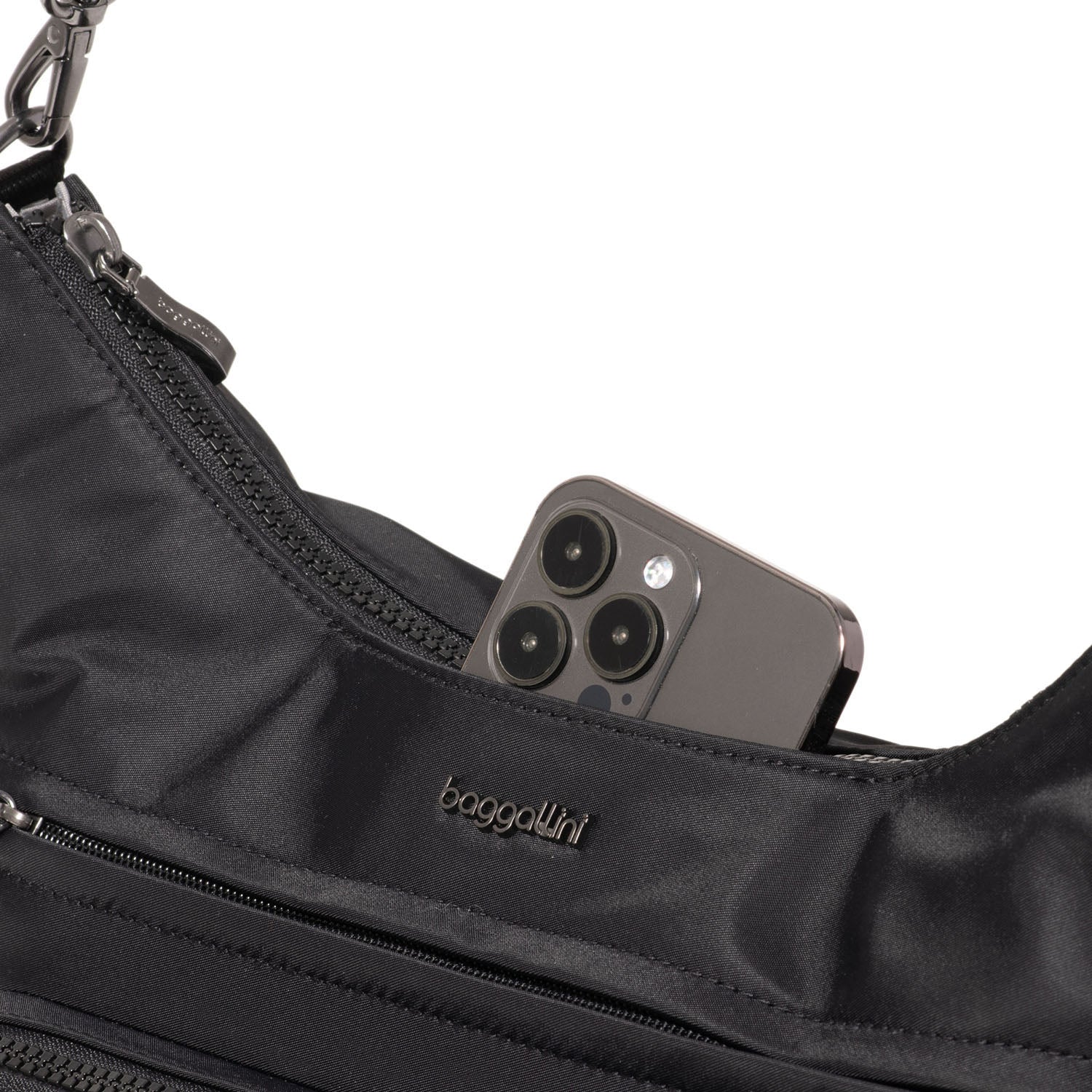 Baggallini Nolita Convertible Hobo Handbag Black Twill - Image 4