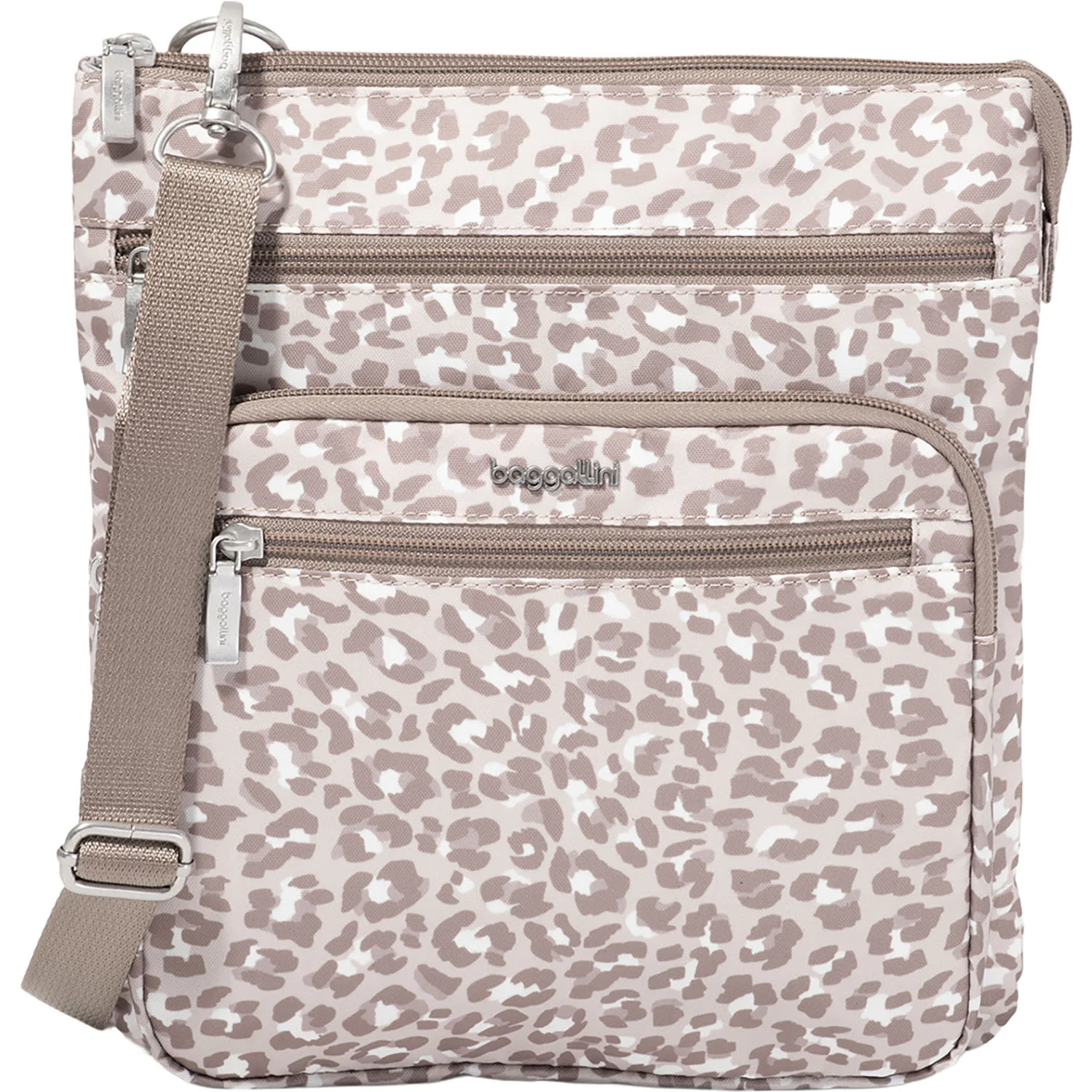 Baggallini Out and About Crossbody Handbag Mocha Cheetah Print