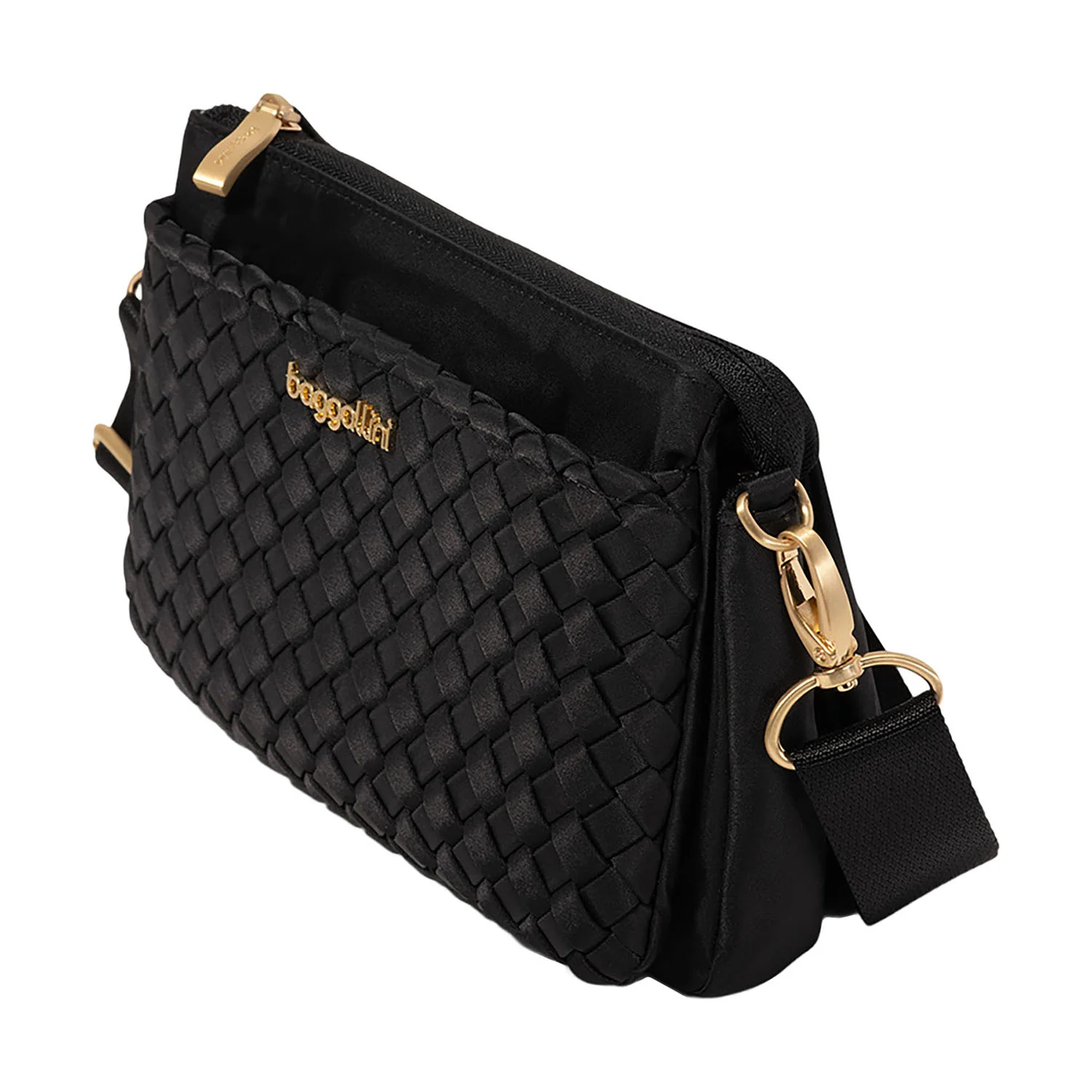 Baggallini Perry Woven Crossbody Handbag Black Twill - Image 3