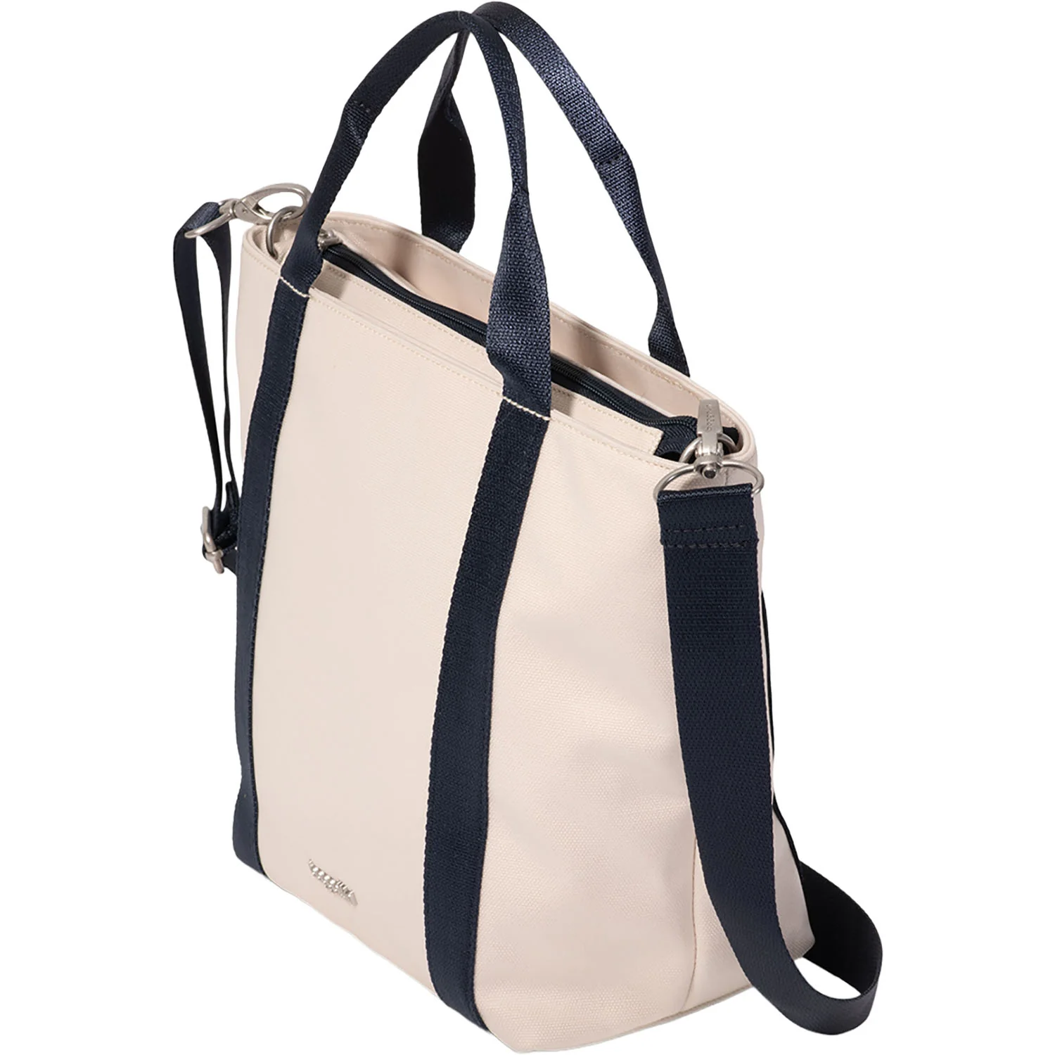 Baggallini Via Crossbody Tote Handbag Natural/French Navy - Image 2