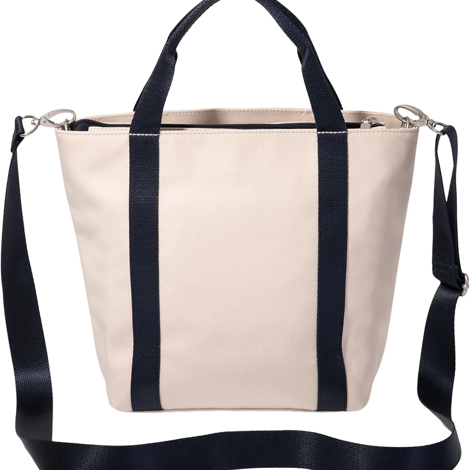 Baggallini Via Crossbody Tote Handbag Natural/French Navy - Image 3