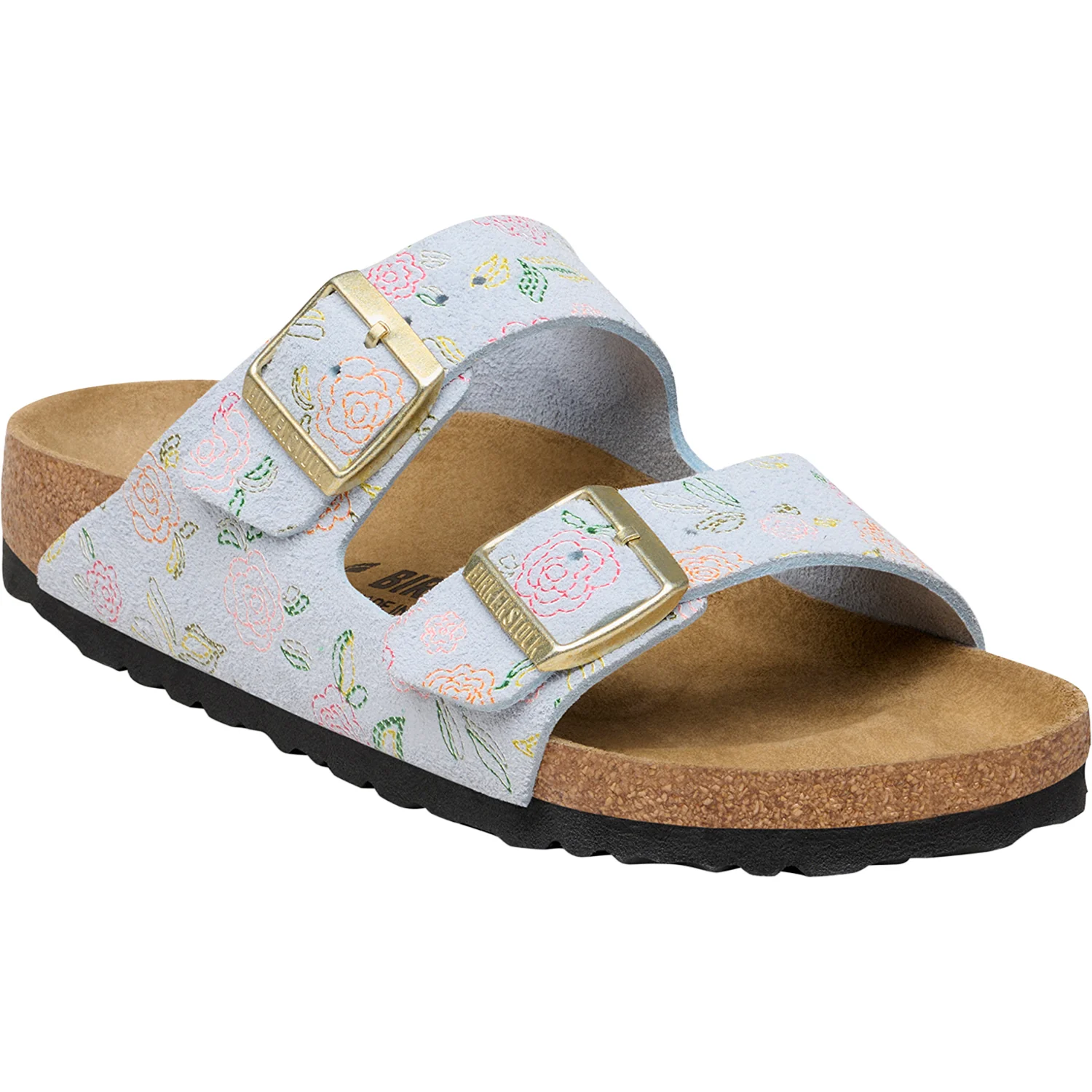 Birkenstock Arizona Flowers Women's Sandals Baby Blue Suede - Image 4