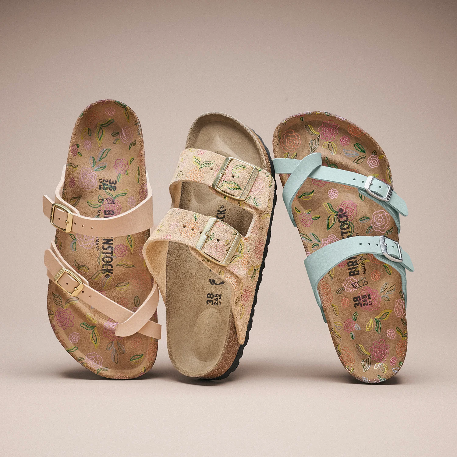 Birkenstock Arizona Flowers Women's Sandals Sandcastle Suede - Image 6