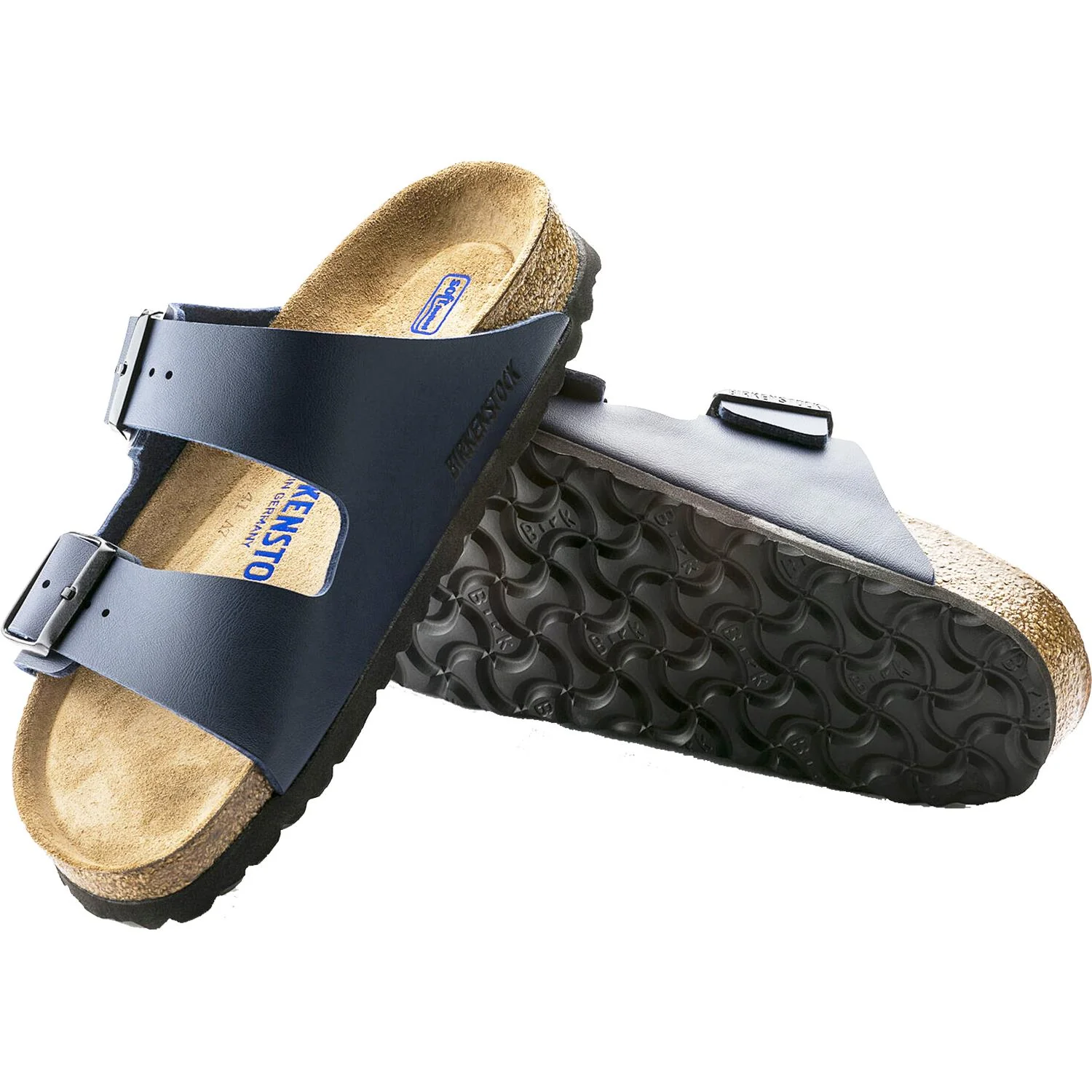 Birkenstock Arizona Soft Footbed Unisex Wellness Sandals Blue Birko-Flor - Image 3