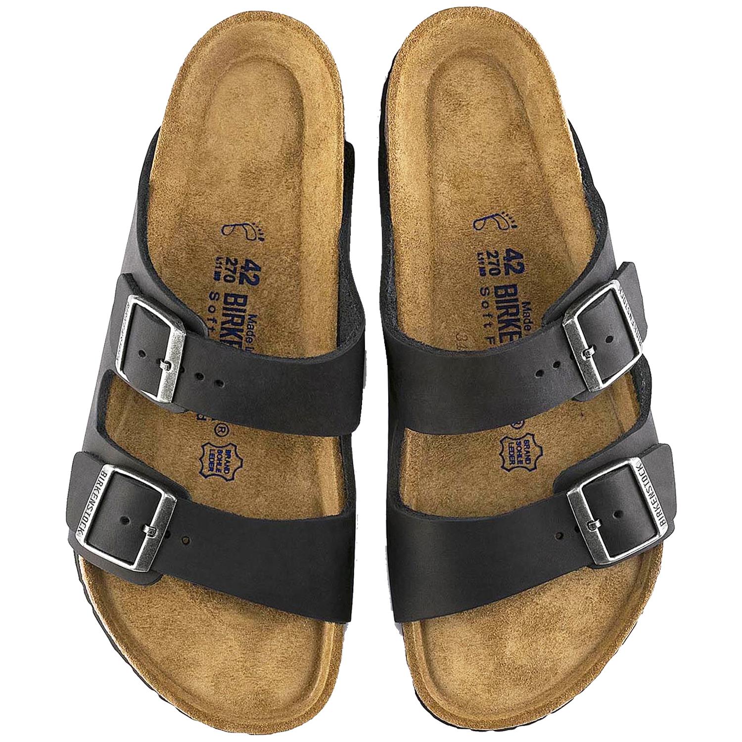 Birkenstock Arizona Soft Footbed Unisex Slide Sandals Black Oiled Leather - Image 2