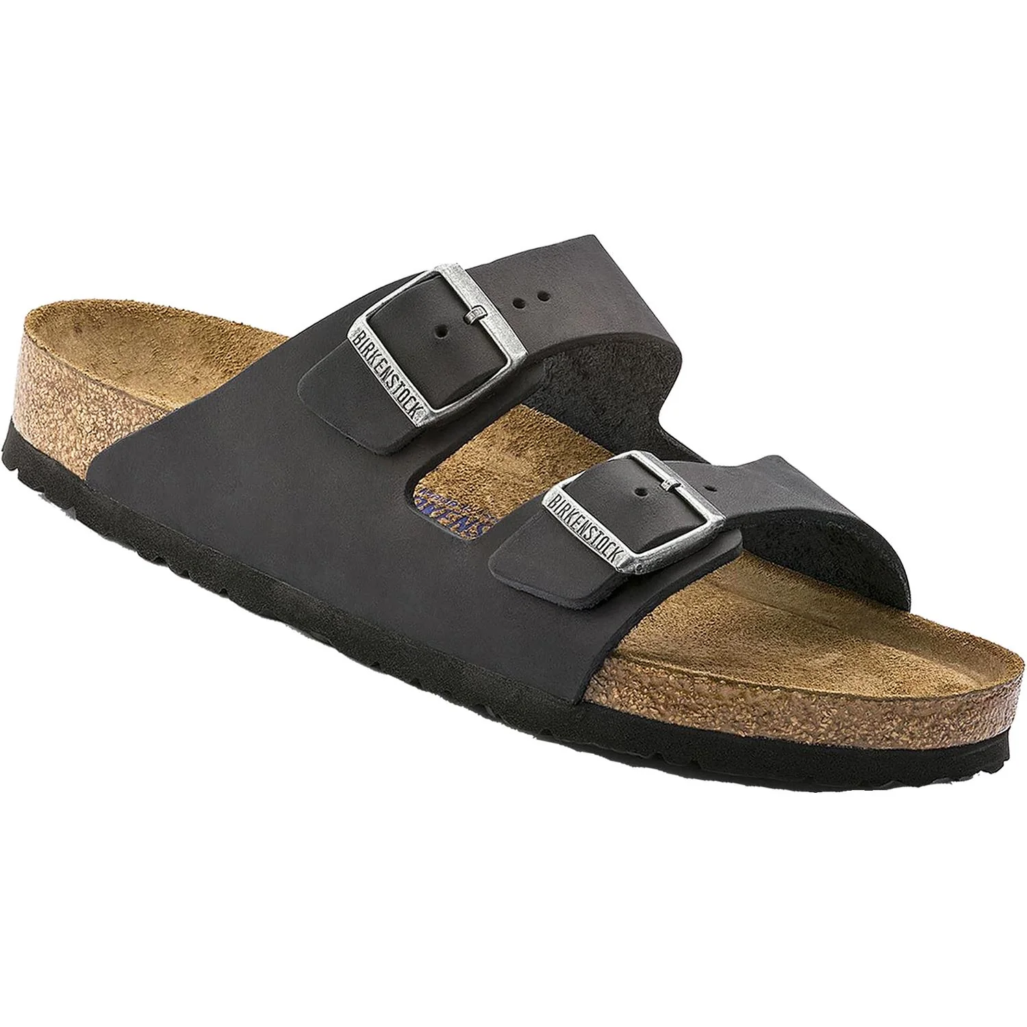 Birkenstock Arizona Soft Footbed Unisex Slide Sandals Black Oiled Leather - Image 3