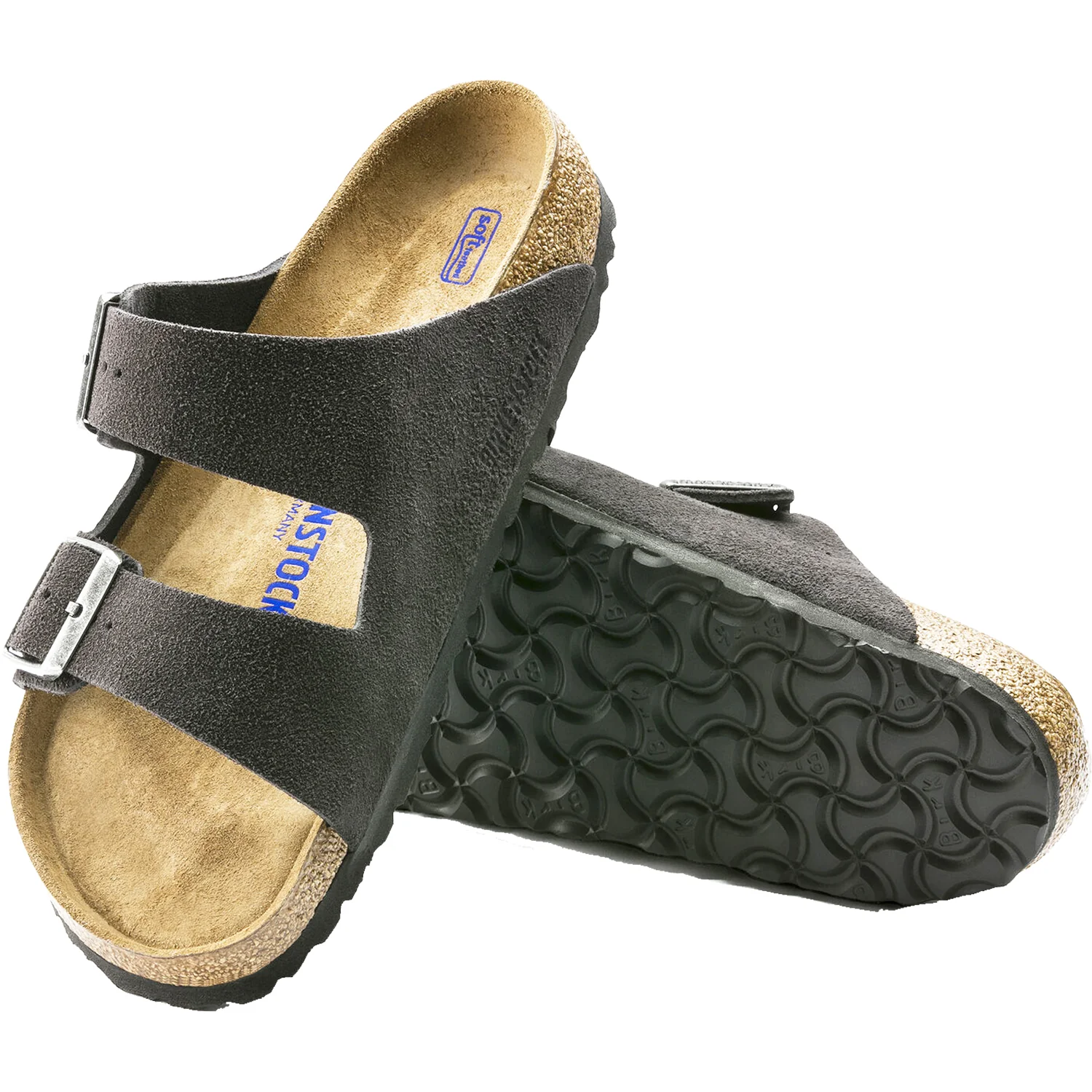 Birkenstock Arizona Soft Footbed Unisex Sandals Velvet Grey Suede - Image 3