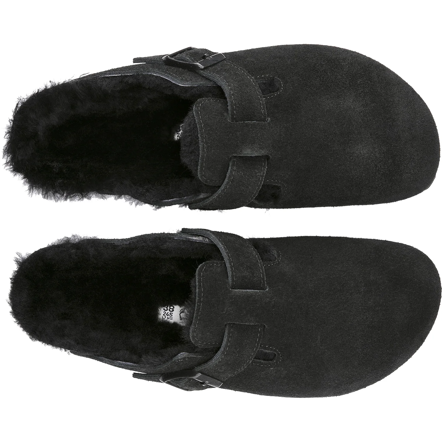 Birkenstock Boston Shearling Unisex Clogs Black Suede - Image 2