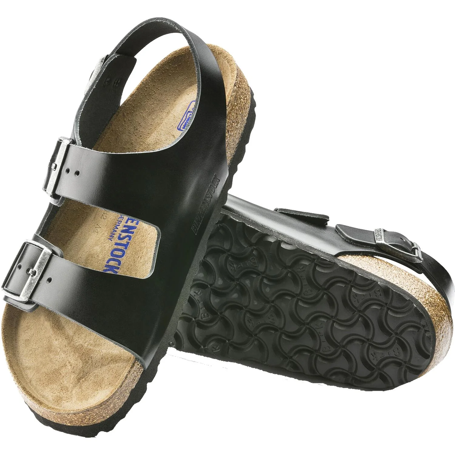 Birkenstock Milano Soft Footbed Unisex Sandals Black Amalfi Leather - Image 3