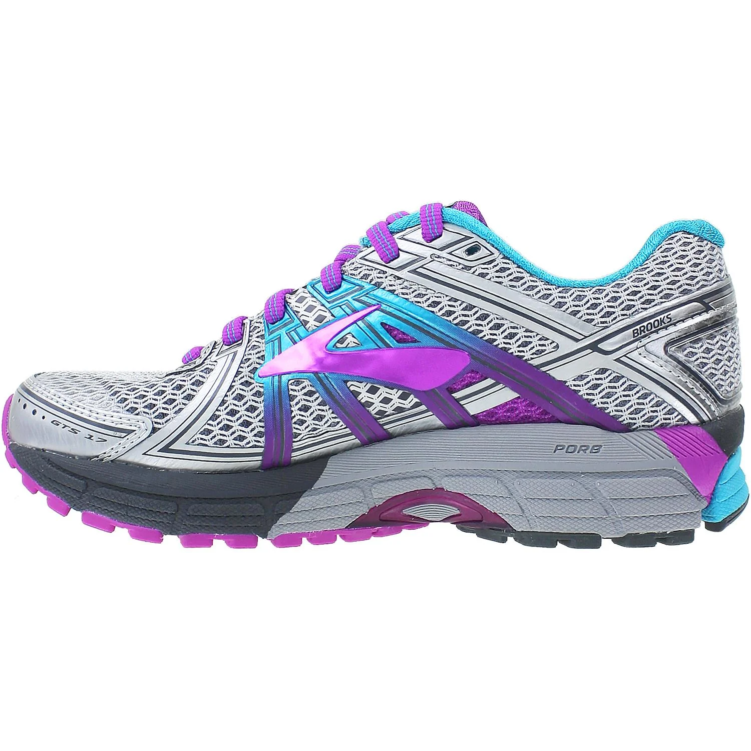 Brooks Adrenaline GTS 17 (Stability Support) Women's Running Shoes Silver/Purple Cactus Mesh - Image 3
