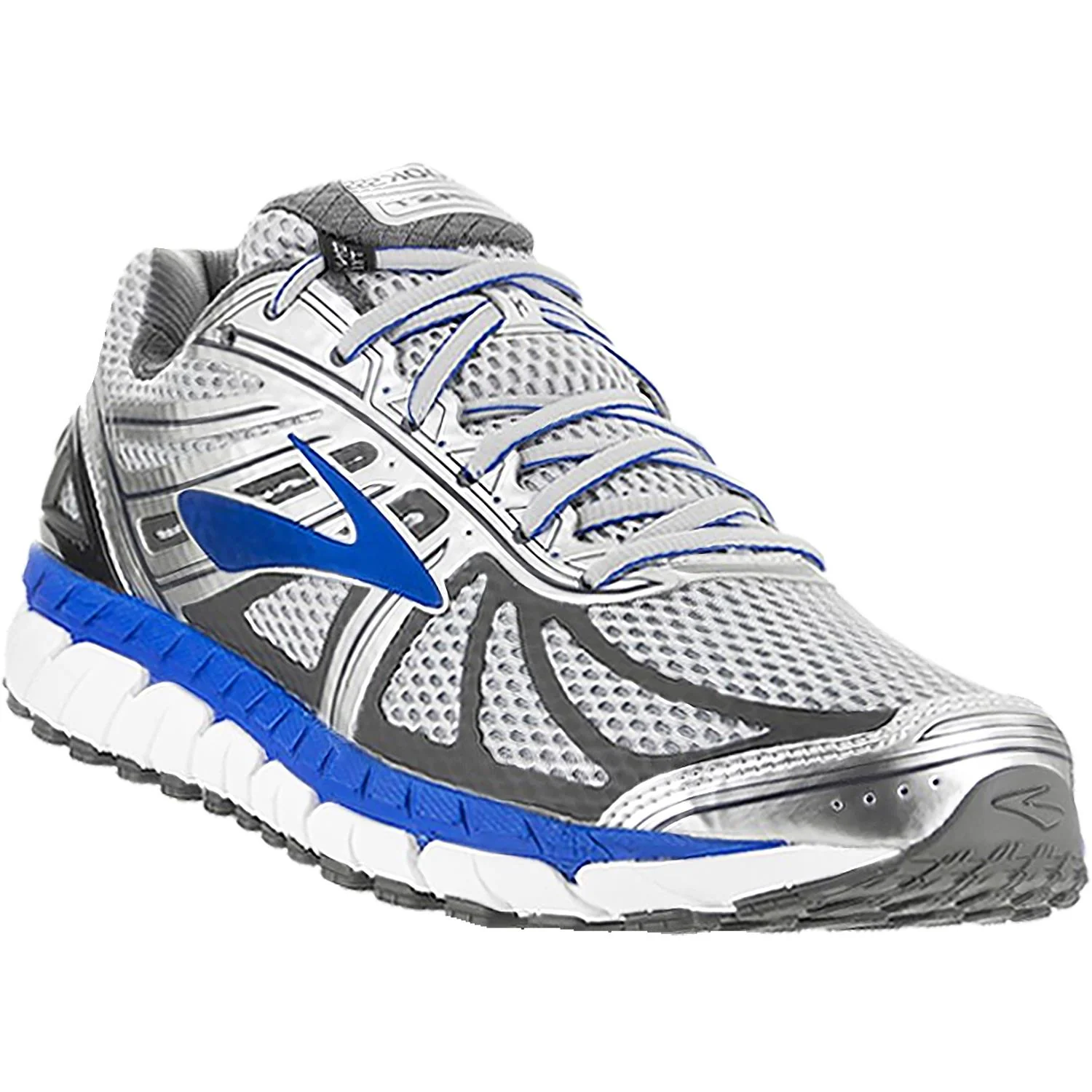 Brooks Beast 16 (Stability Support) Men's Running Shoes Silver/Electric Blue Mesh - Image 3