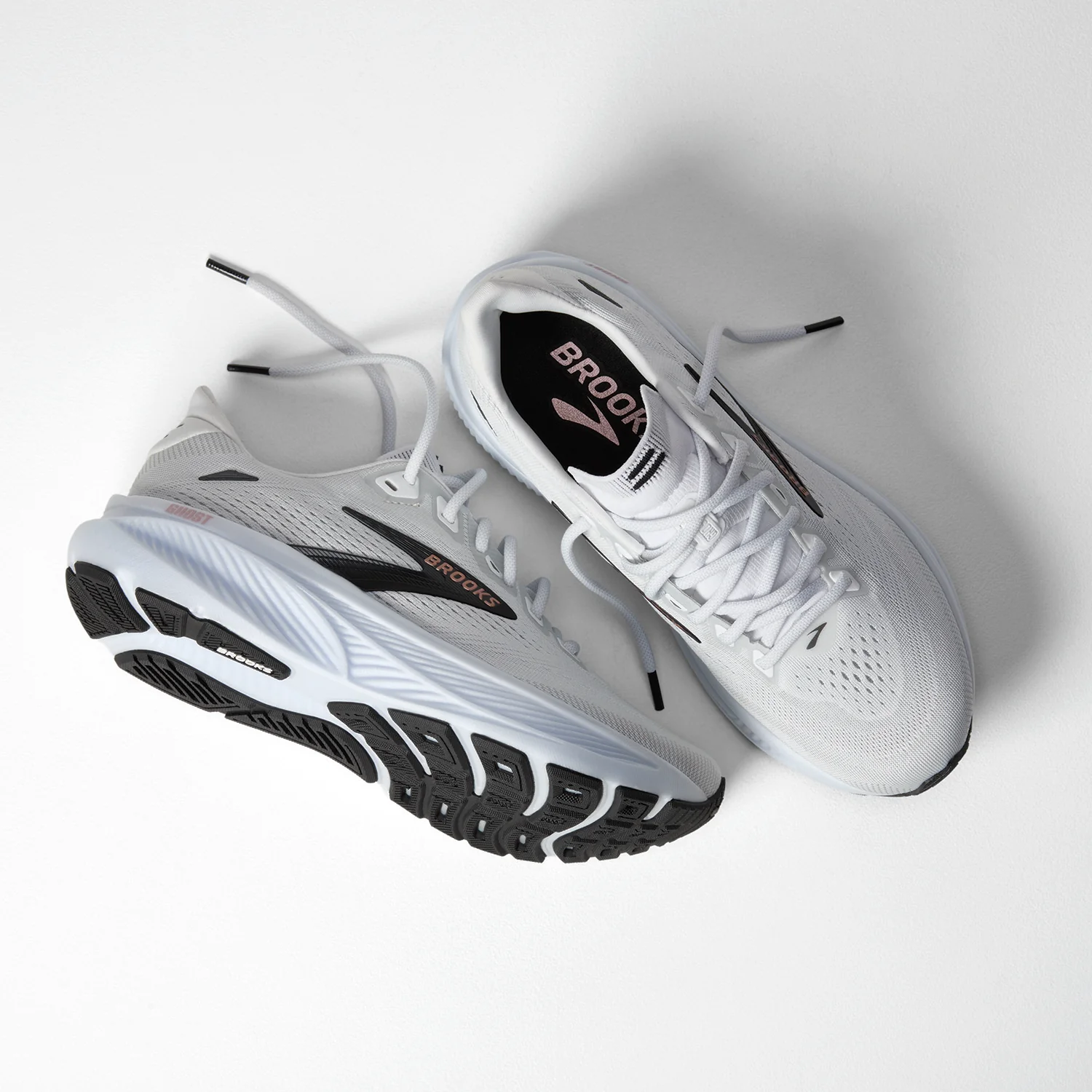 Brooks Ghost 18 Women's Athletic Shoes White/Black/Rose Gold (Neutral Support) - Image 7