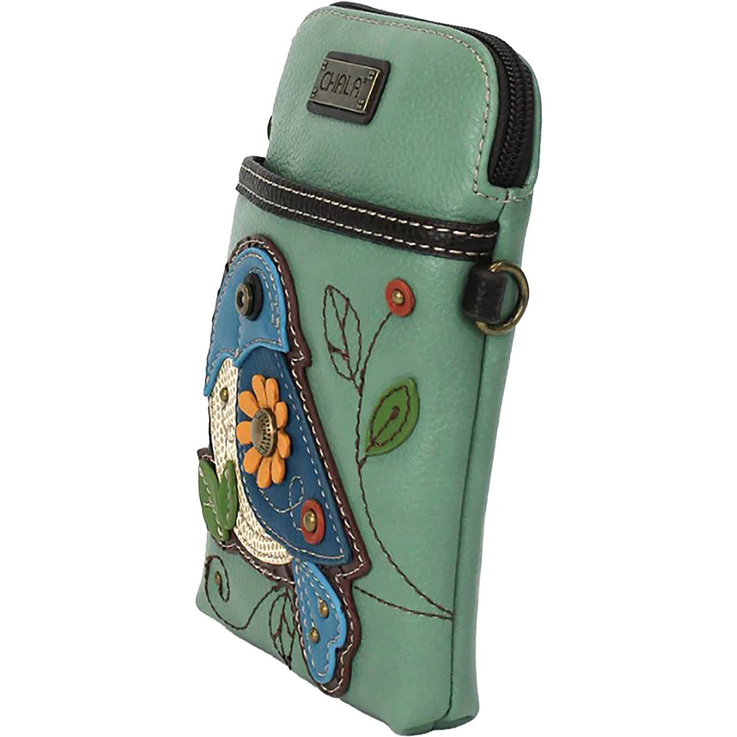 Chala Bird Cell Phone Crossbody Handbag Teal - Image 4