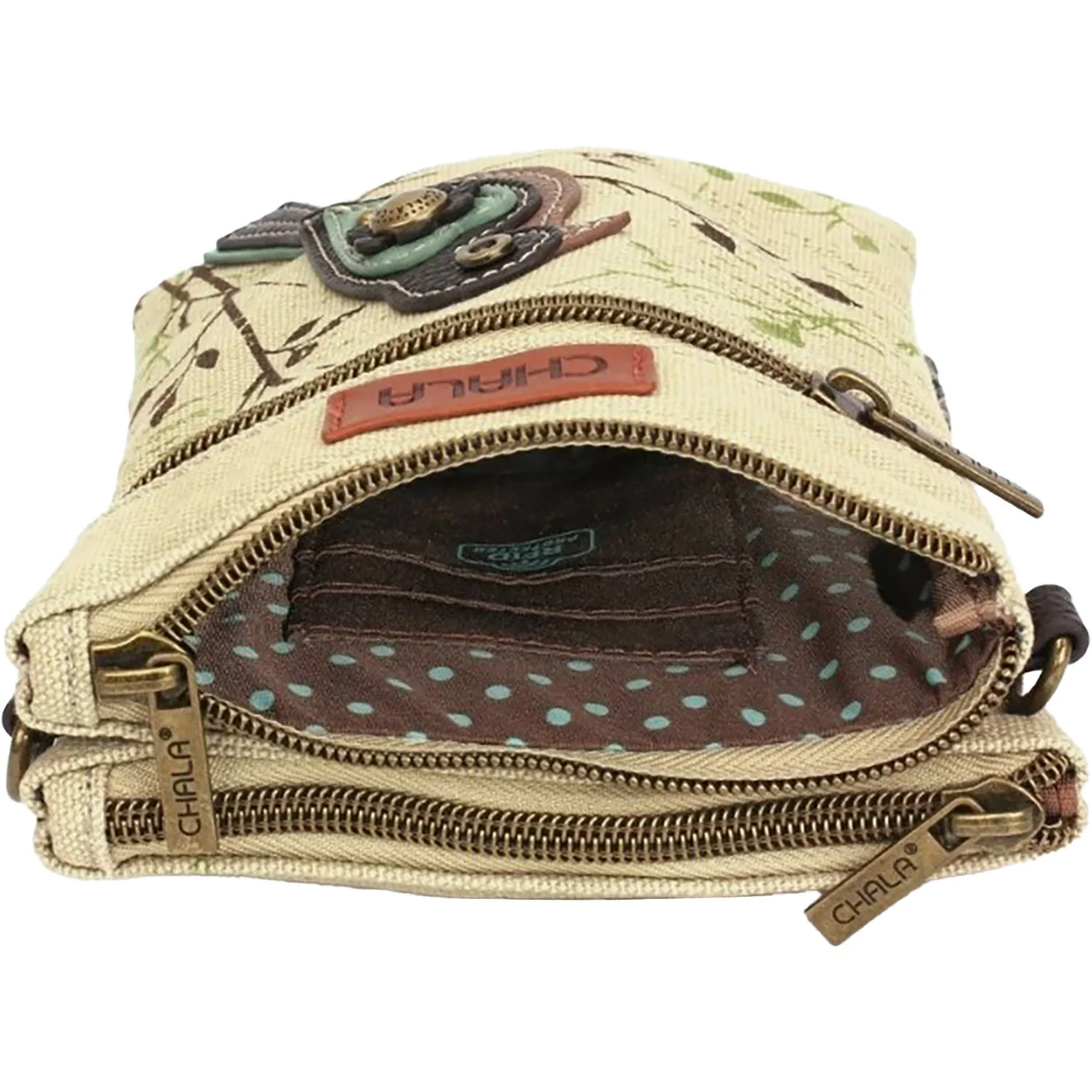 Chala Bird Safari Double Pocket Crossbody Handbag Sand - Image 2