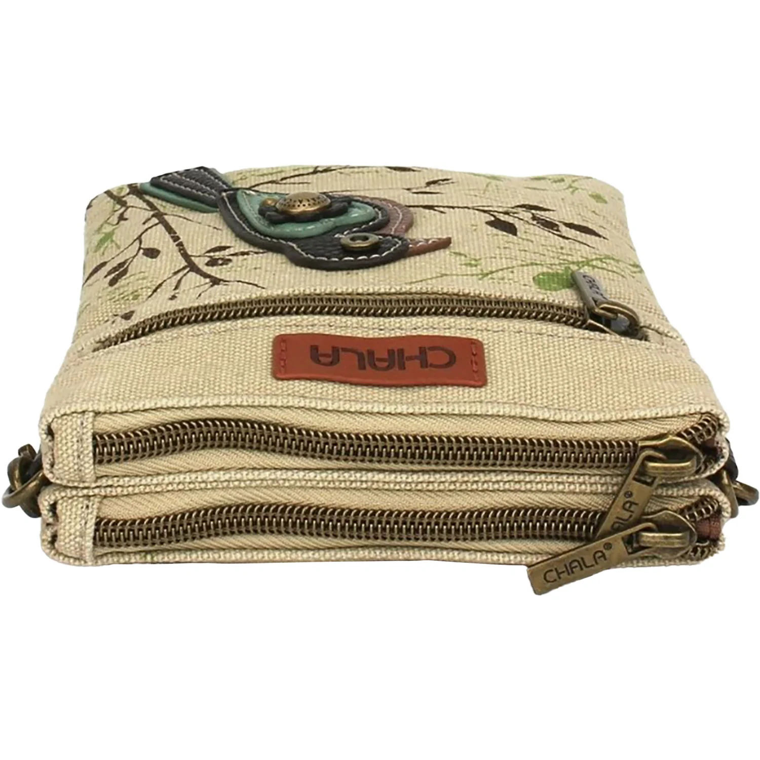 Chala Bird Safari Double Pocket Crossbody Handbag Sand - Image 4