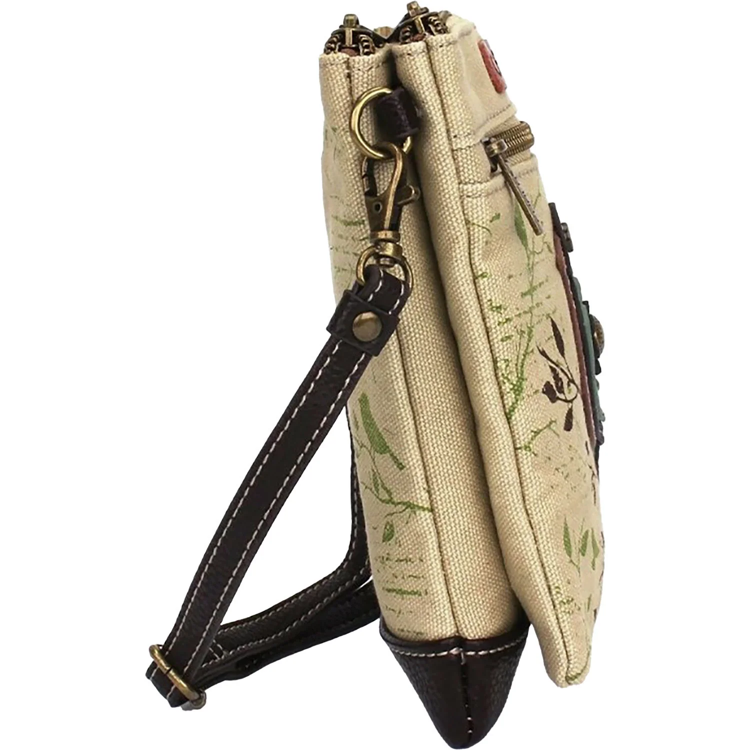 Chala Bird Safari Double Pocket Crossbody Handbag Sand - Image 5