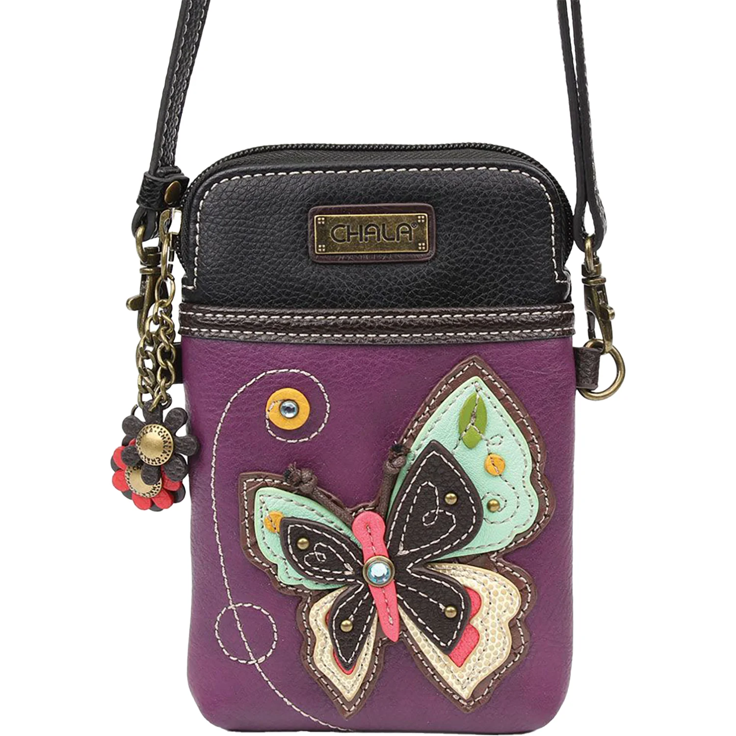 Chala Butterfly Cellphone Crossbody Handbag Purple