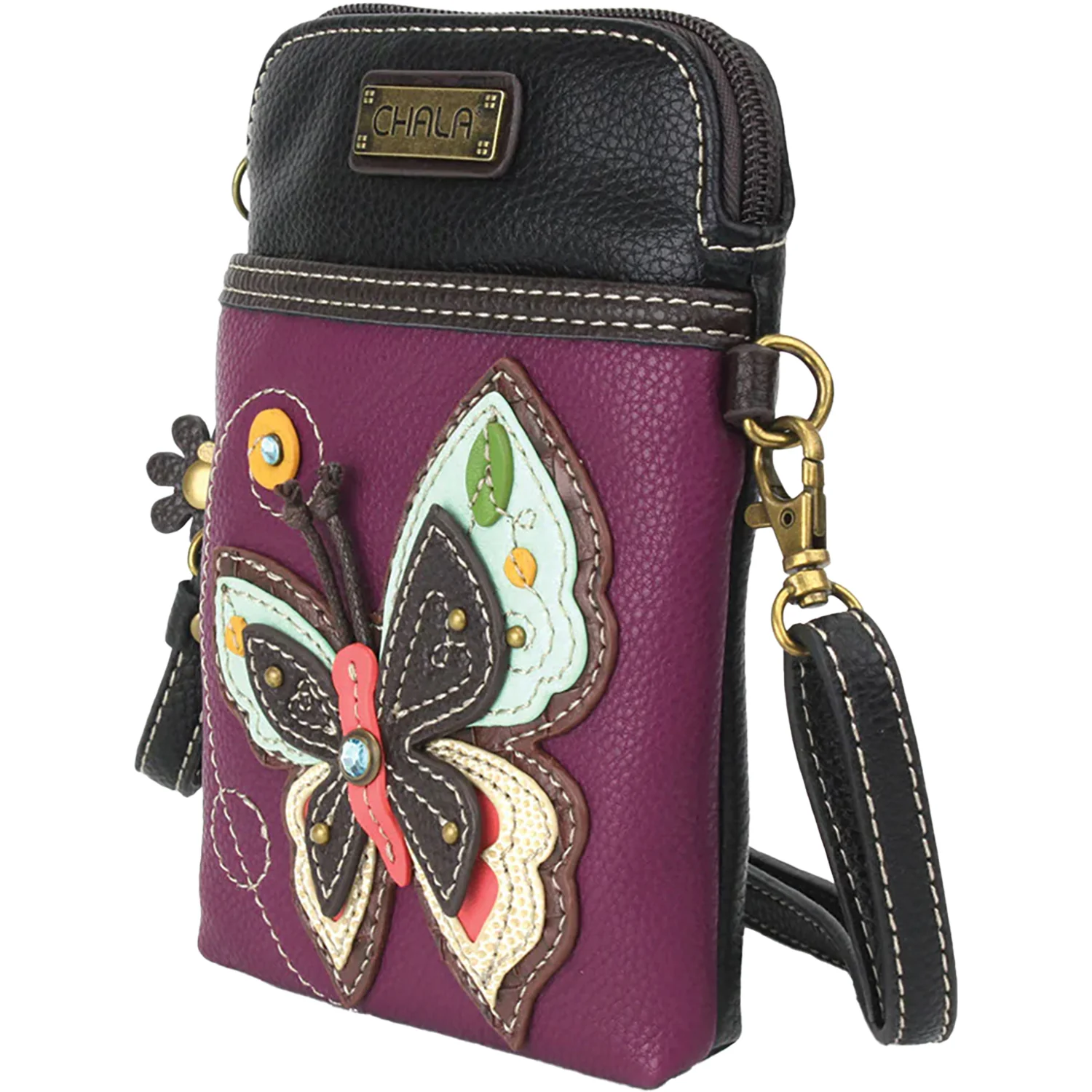 Chala Butterfly Cellphone Crossbody Handbag Purple - Image 4