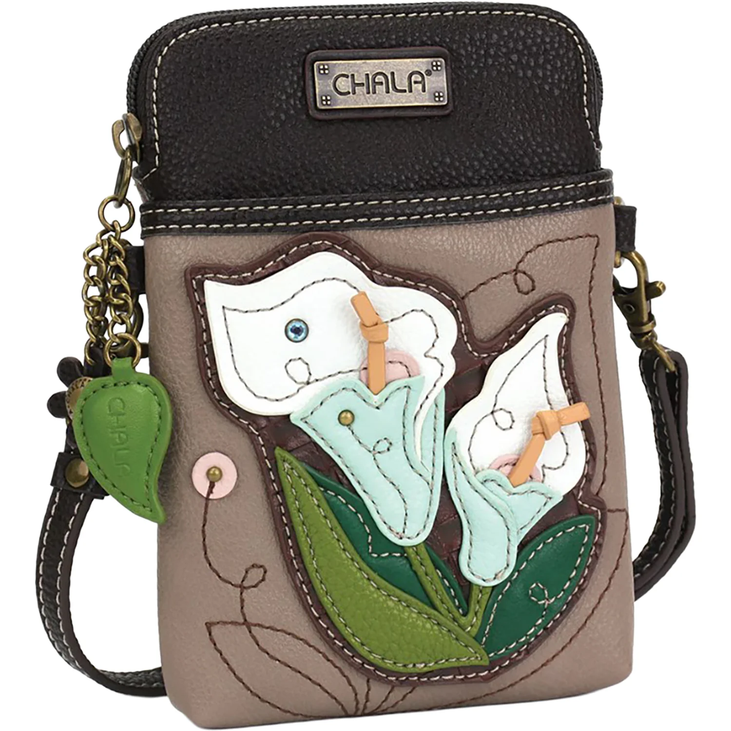 Chala Calla Lily Cellphone Crossbody Handbag Warm Gray - Image 5