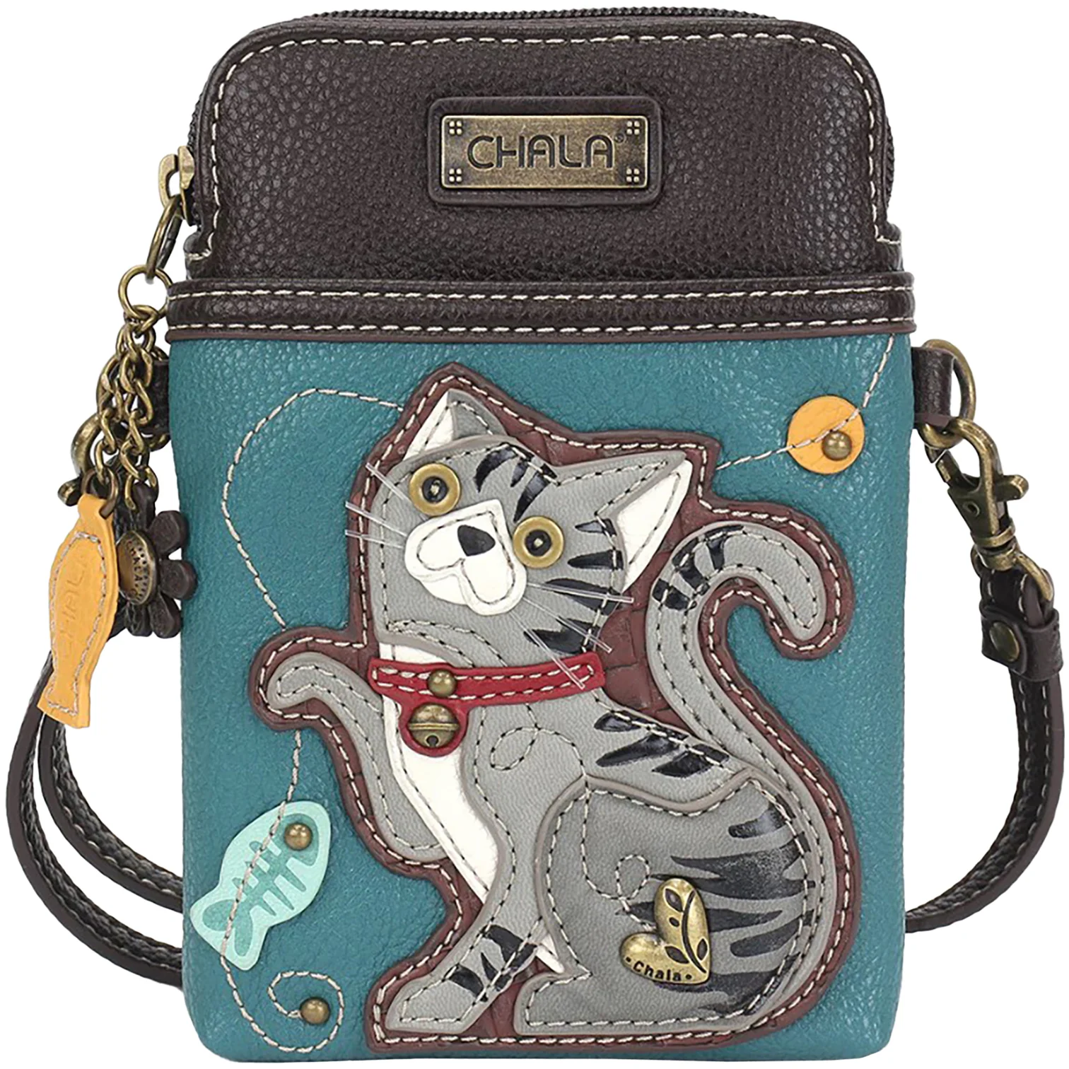 Chala Cat Cellphone Crossbody Handbag Turquoise