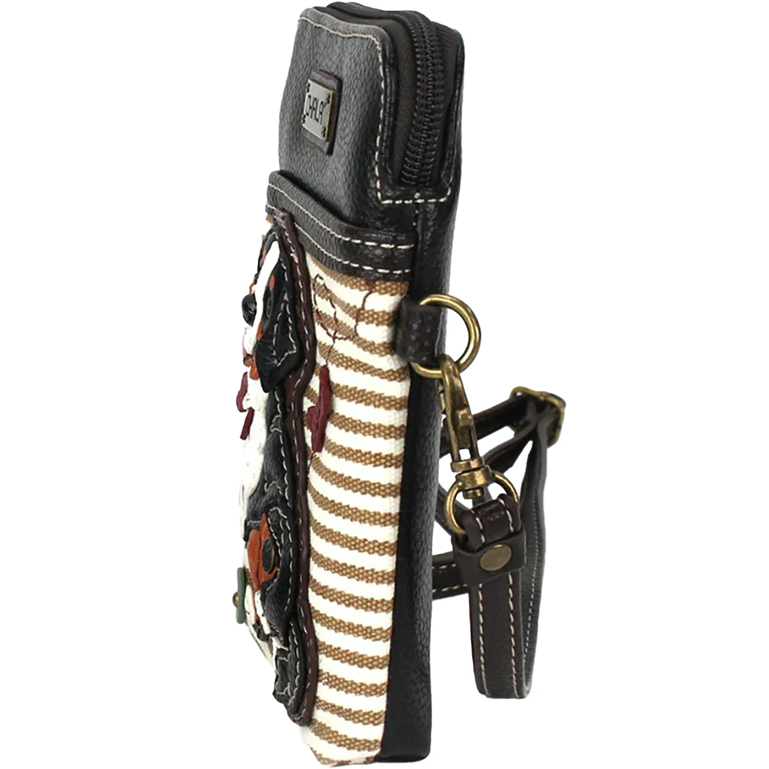 Chala Dog 1 Cellphone Crossbody Handbag Brown Stripe - Image 4