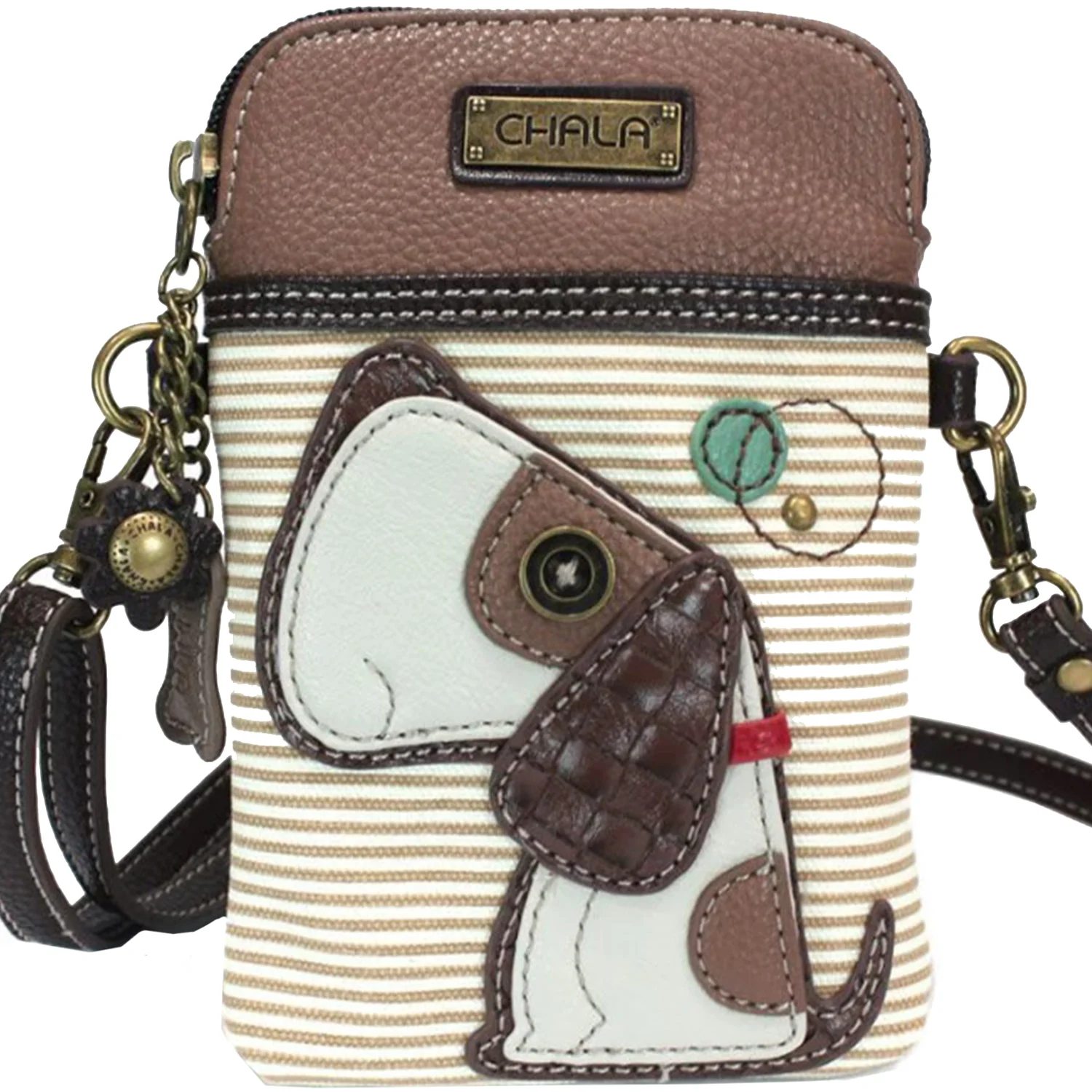 Chala Dog 2 Cellphone Crossbody Handbag Brown Stripe