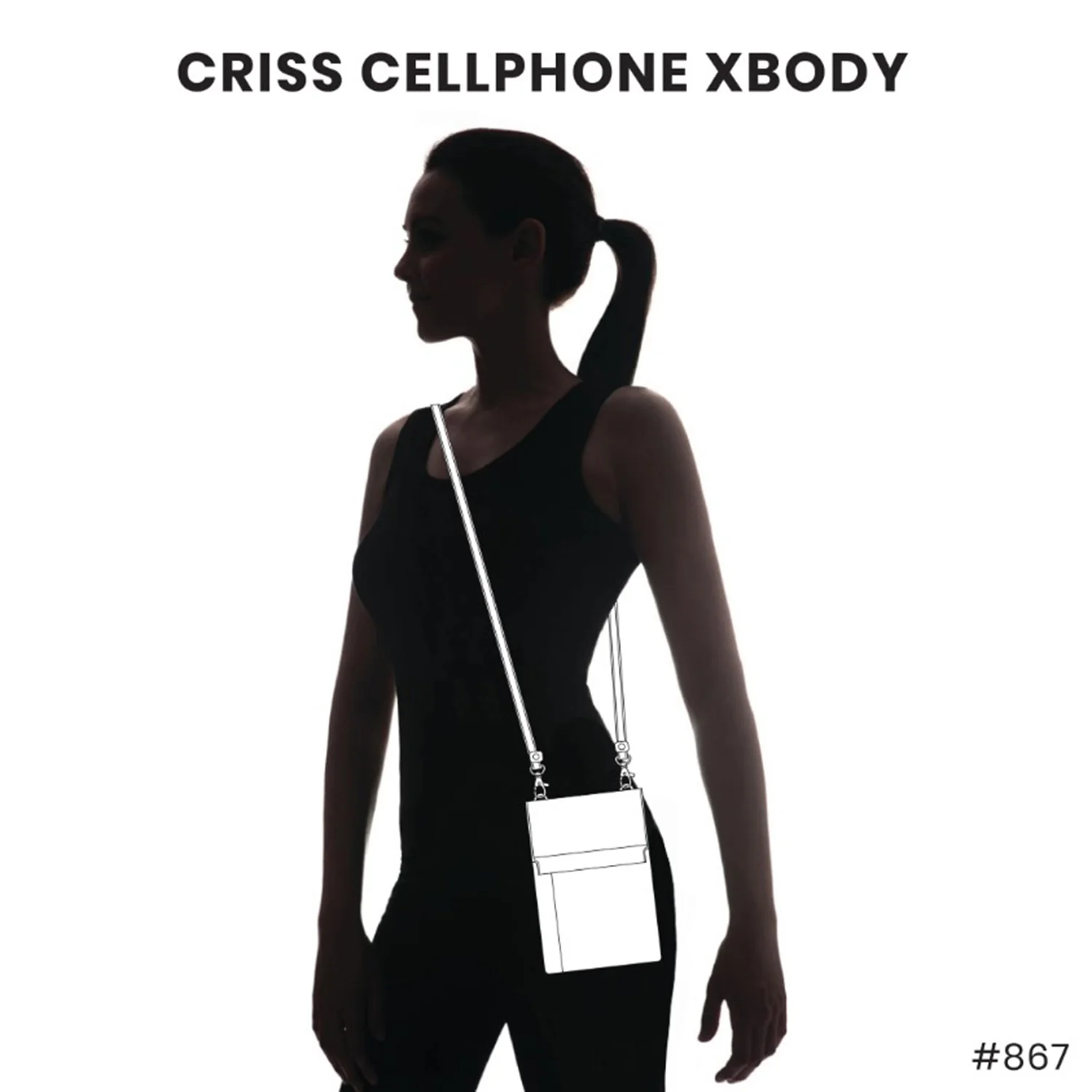 Chala Dragonfly Criss Cellphone Crossbody Handbag Black - Image 5