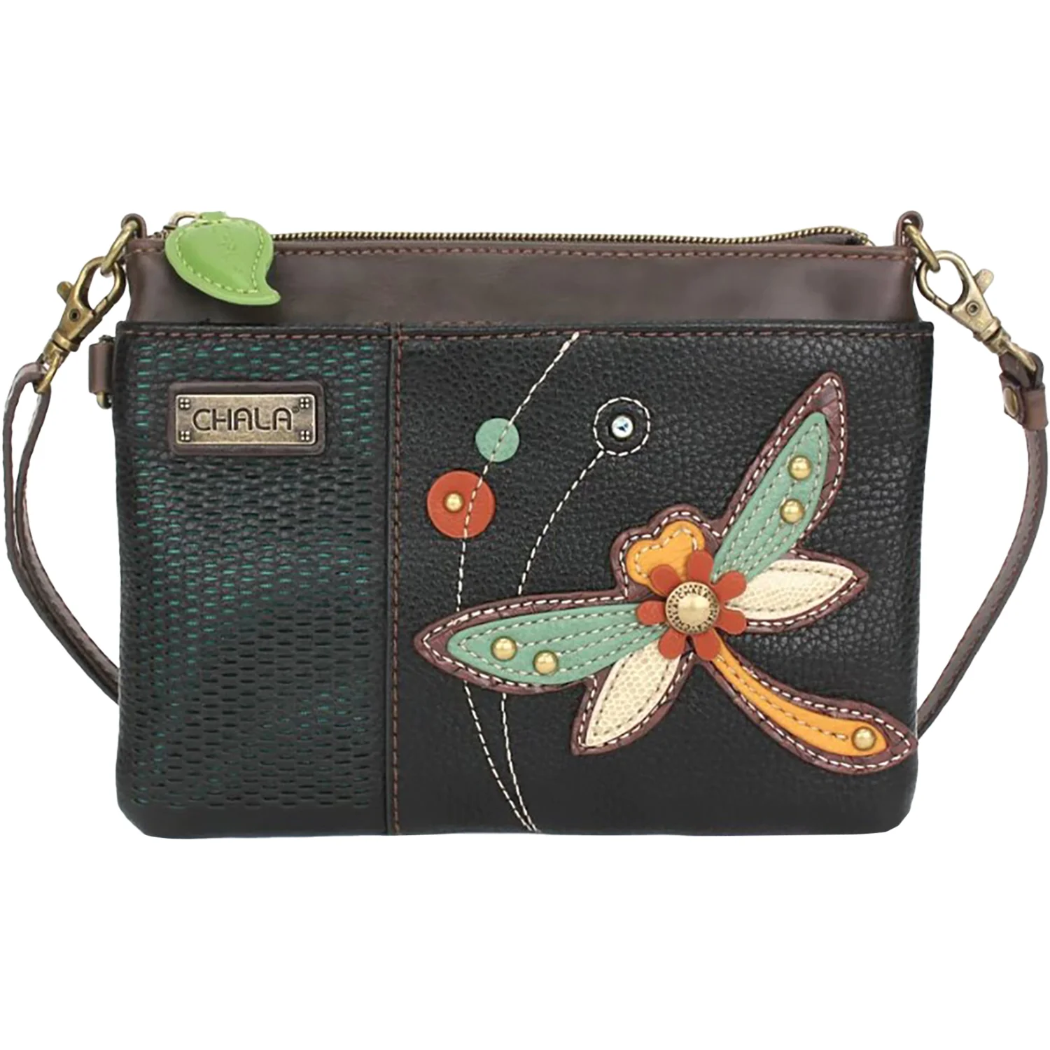 Chala Dragonfly Lasercut Mini Crossbody Handbag Black
