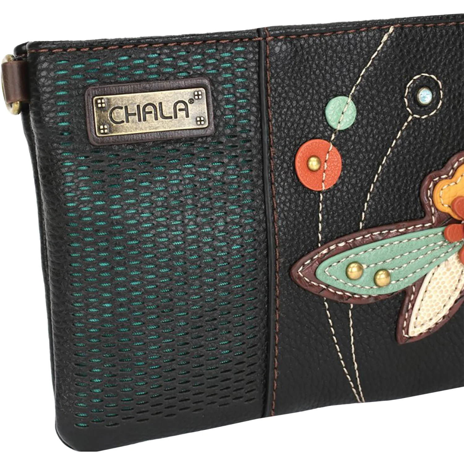 Chala Dragonfly Lasercut Mini Crossbody Handbag Black - Image 5
