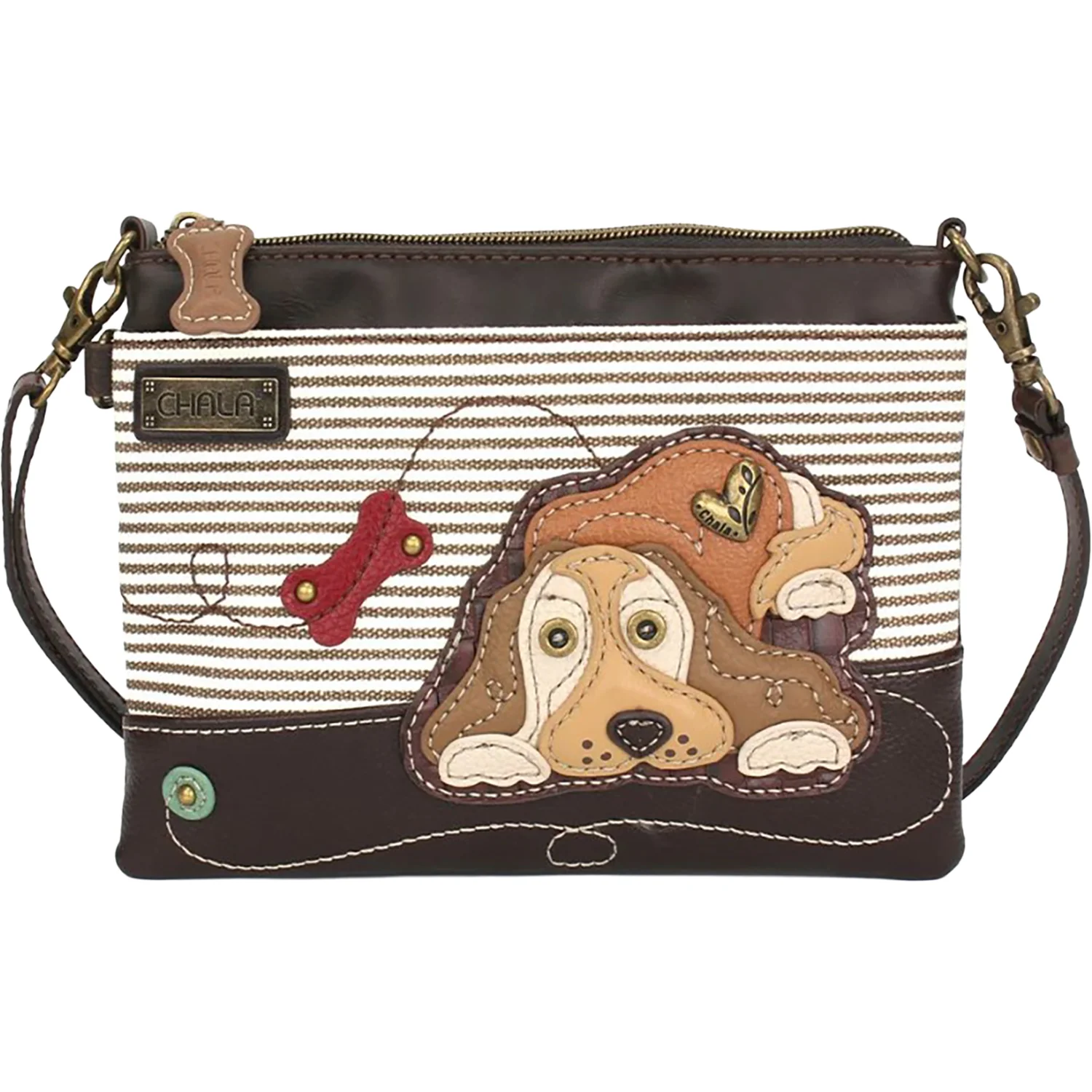 Chala Golden Cocker Mini Crossbody Handbag Brown Stripe
