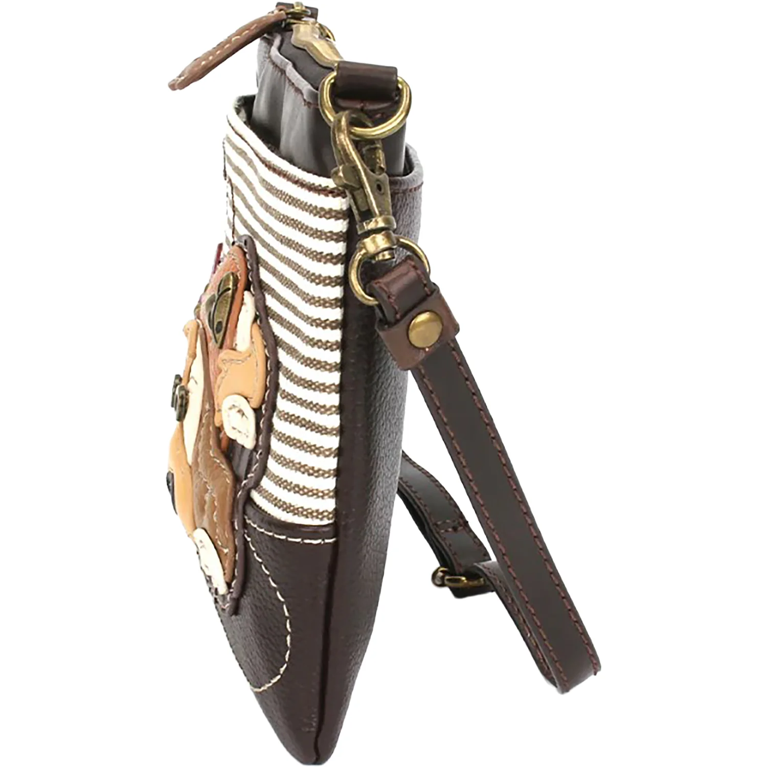 Chala Golden Cocker Mini Crossbody Handbag Brown Stripe - Image 4