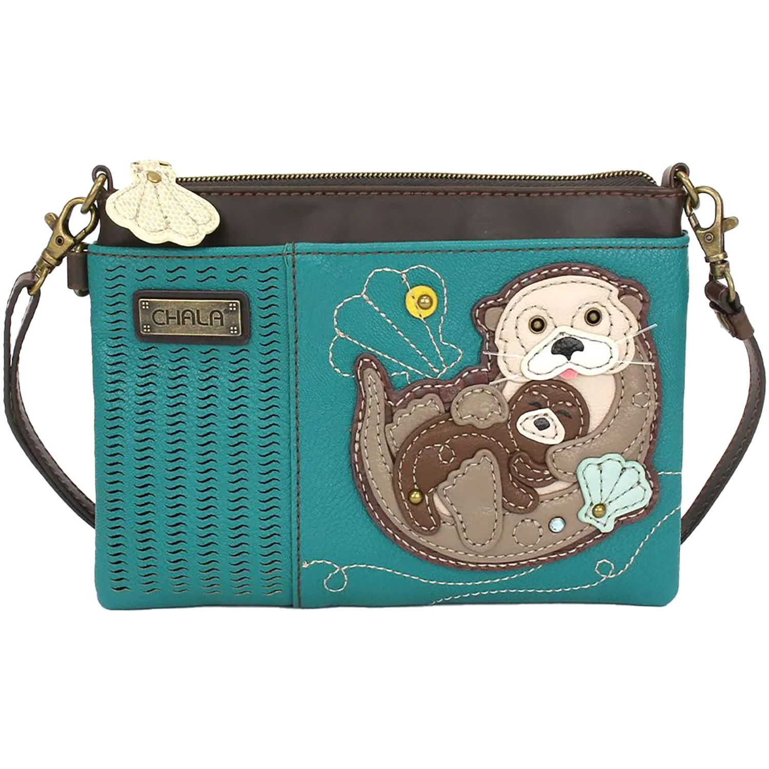 Chala Handbags Otter Lazercut Mini Crossbody Handbag Turquoise