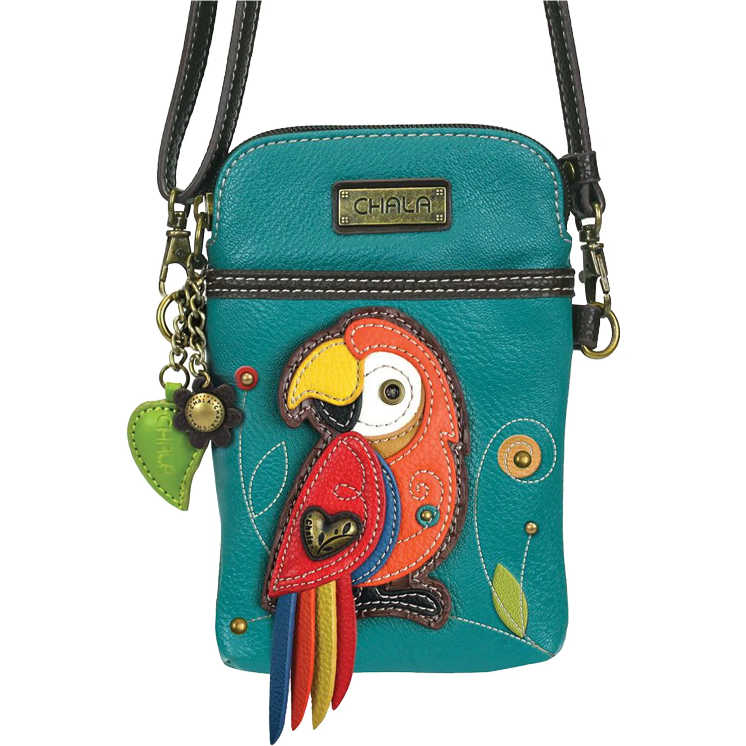 Chala Handbags Parrot Cellphone Crossbody Handbag Turquoise