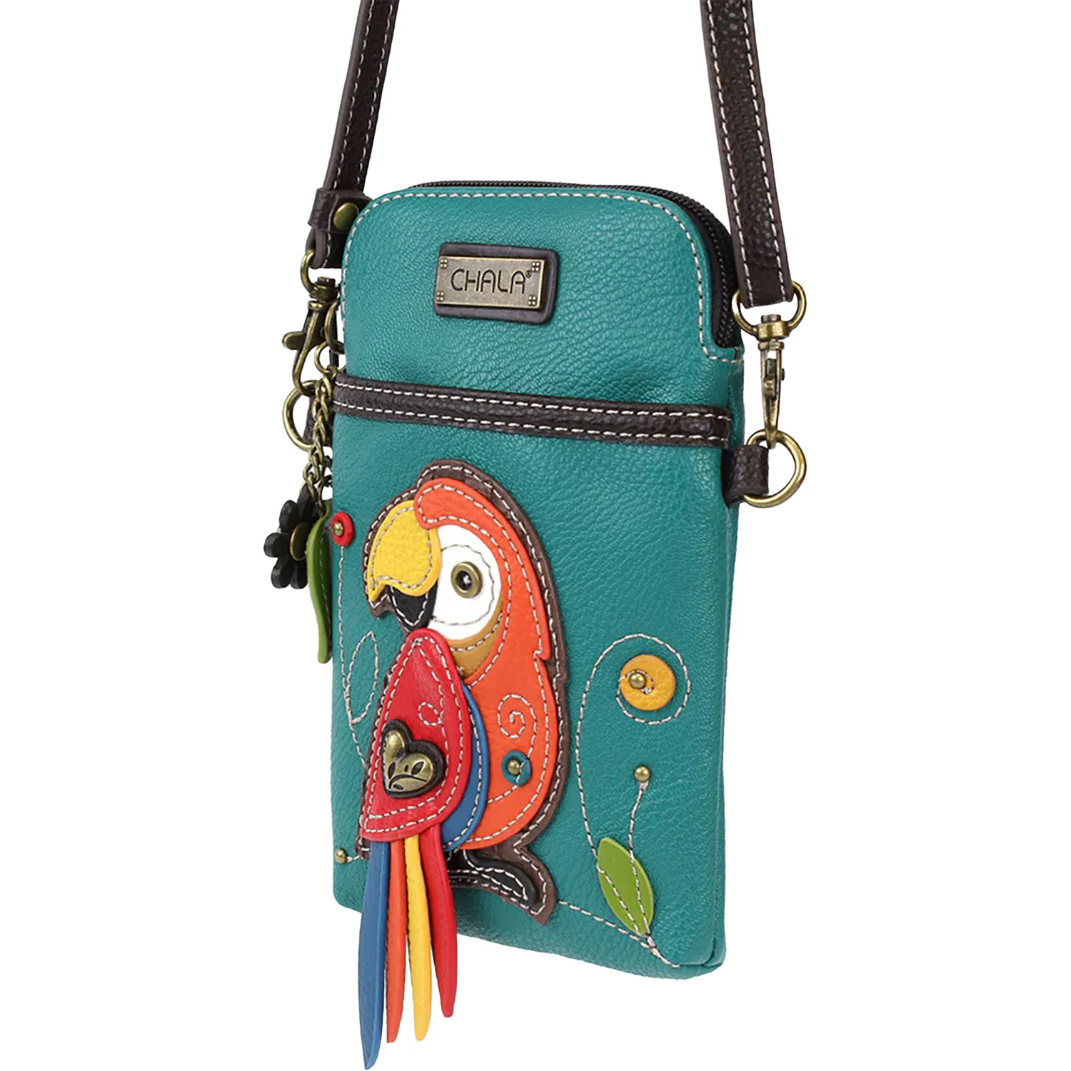 Chala Handbags Parrot Cellphone Crossbody Handbag Turquoise - Image 3