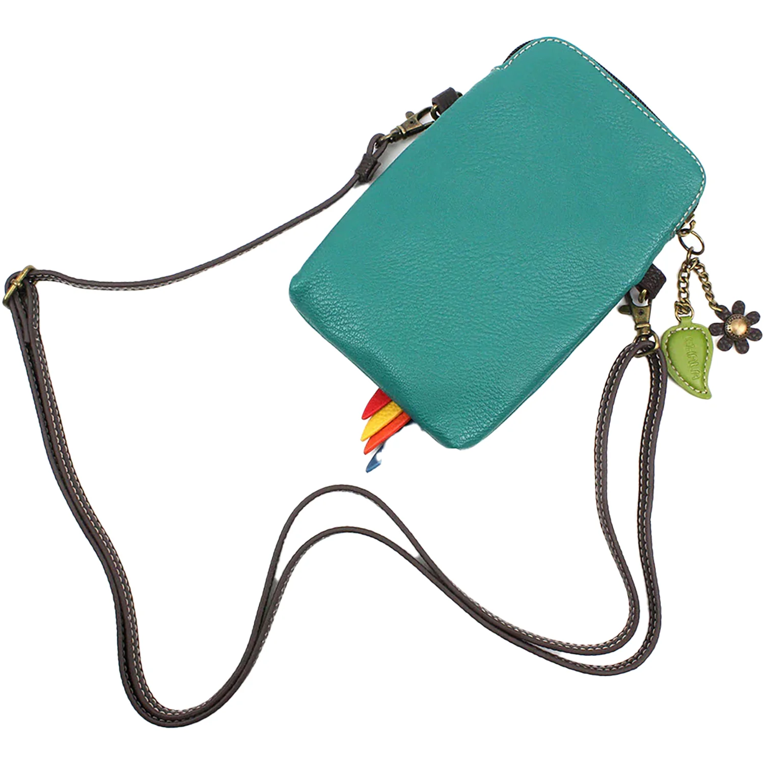 Chala Handbags Parrot Cellphone Crossbody Handbag Turquoise - Image 4