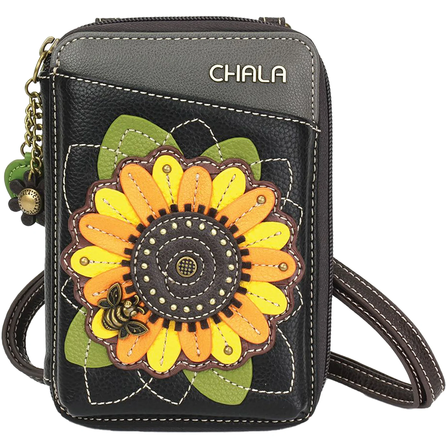 Chala Handbags Sunflower Wallet Crossbody Handbag Black