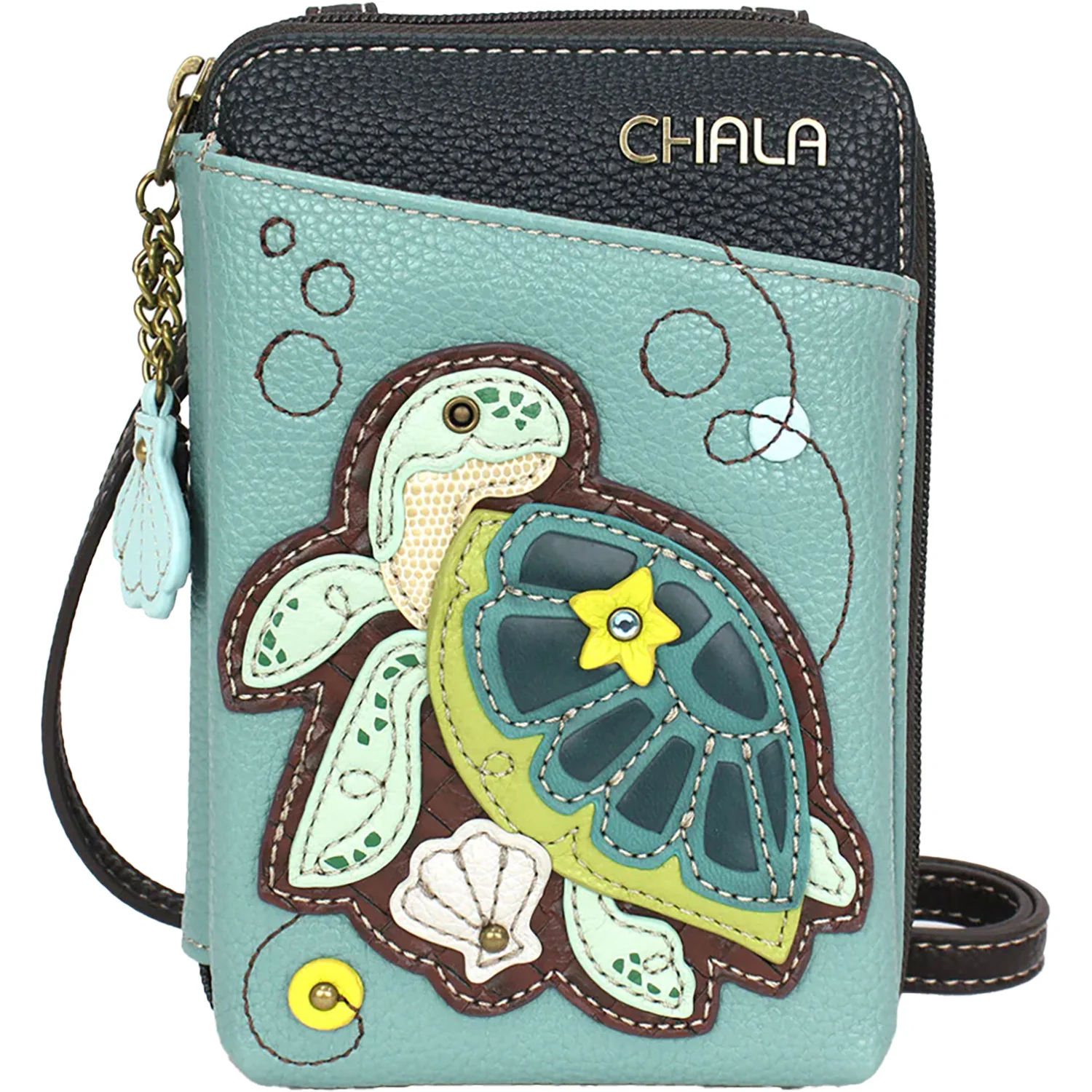 Chala Handbags Turtle Wallet Crossbody Handbag Blue