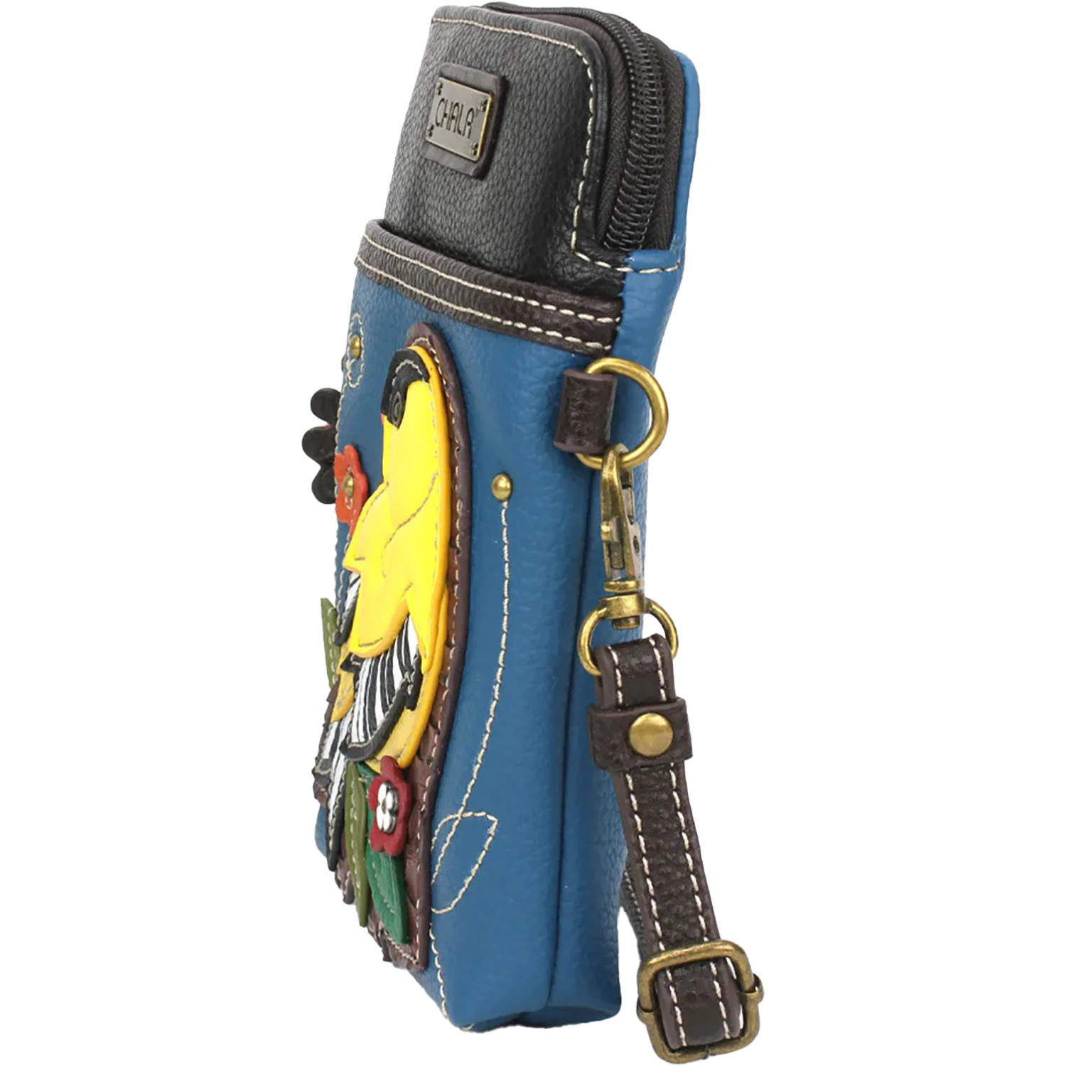 Chala Handbags Yellow Bird Cellphone Crossbody Handbag Blue - Image 3