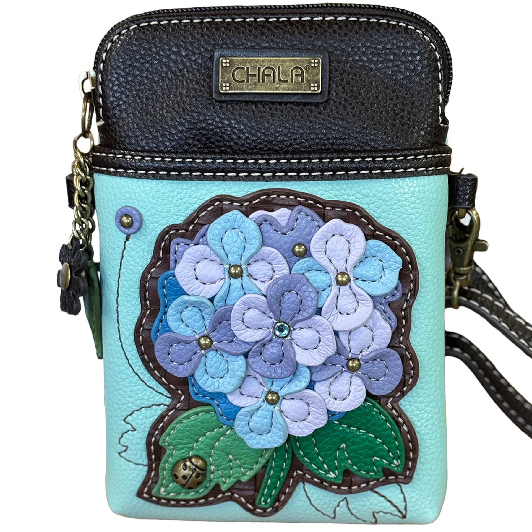 Chala Hydrangea Cellphone Crossbody Handbag Blue